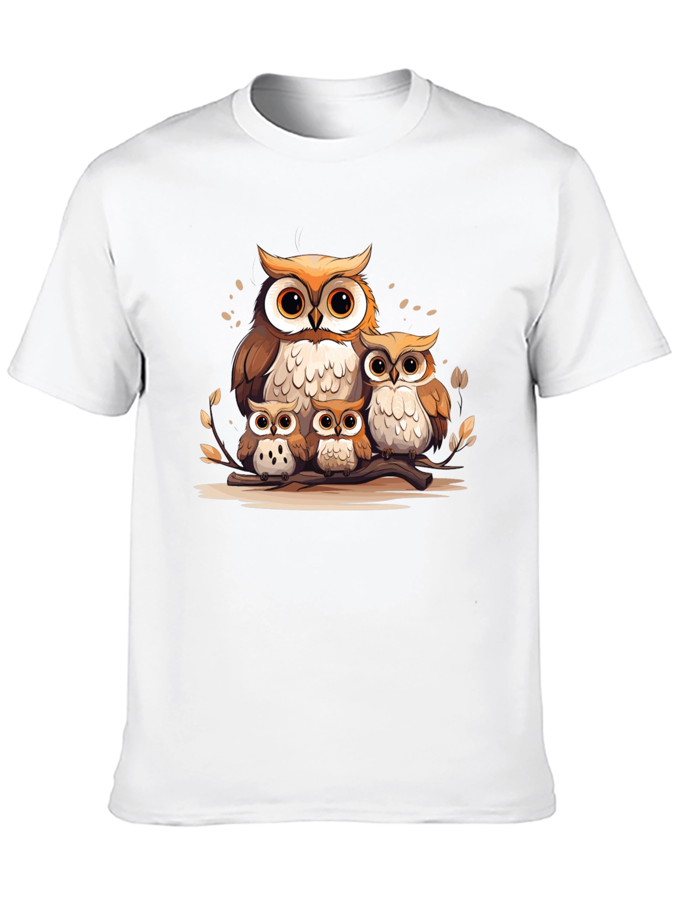 Owl Family Graphic Tee - Black Cotton T-Shirt