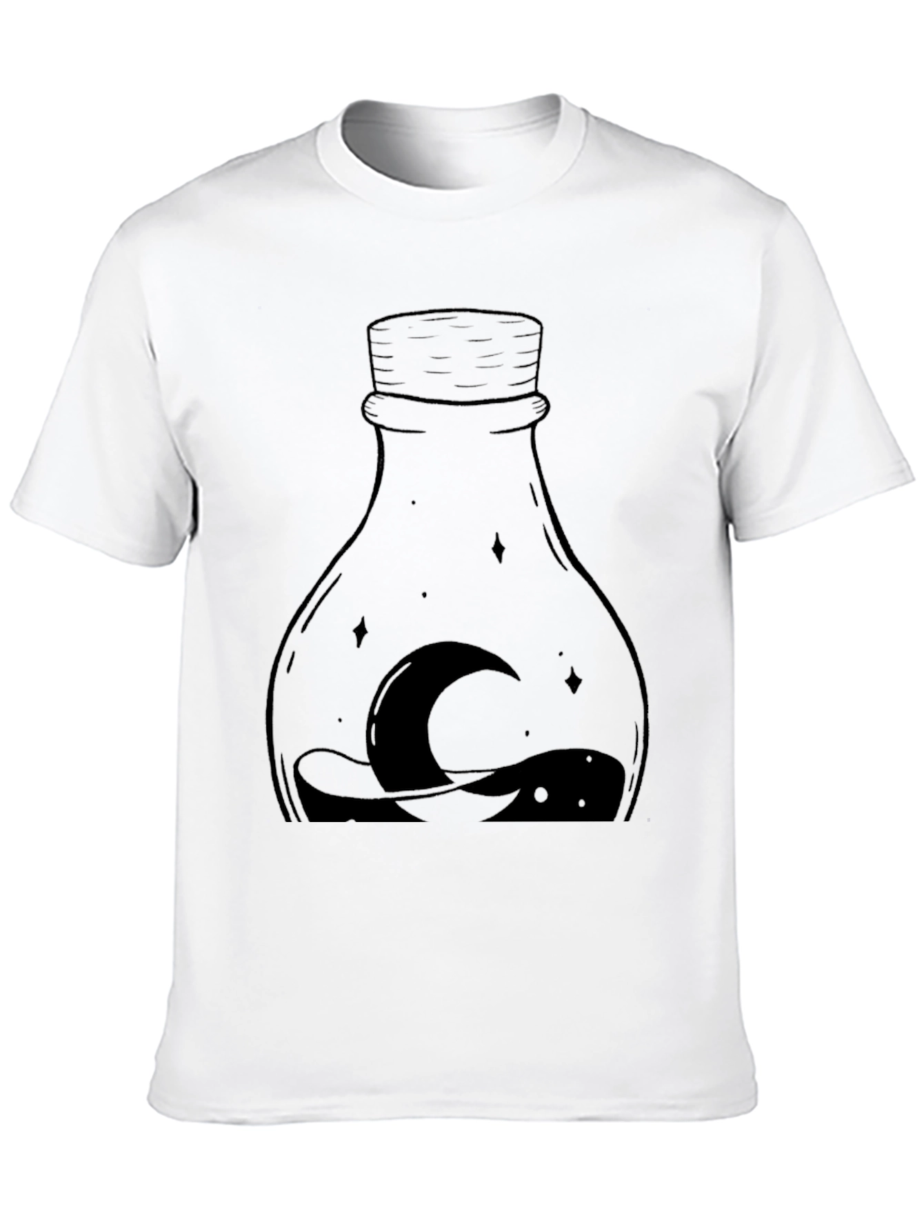 Mens Black Moon Bottle Graphic Tee
