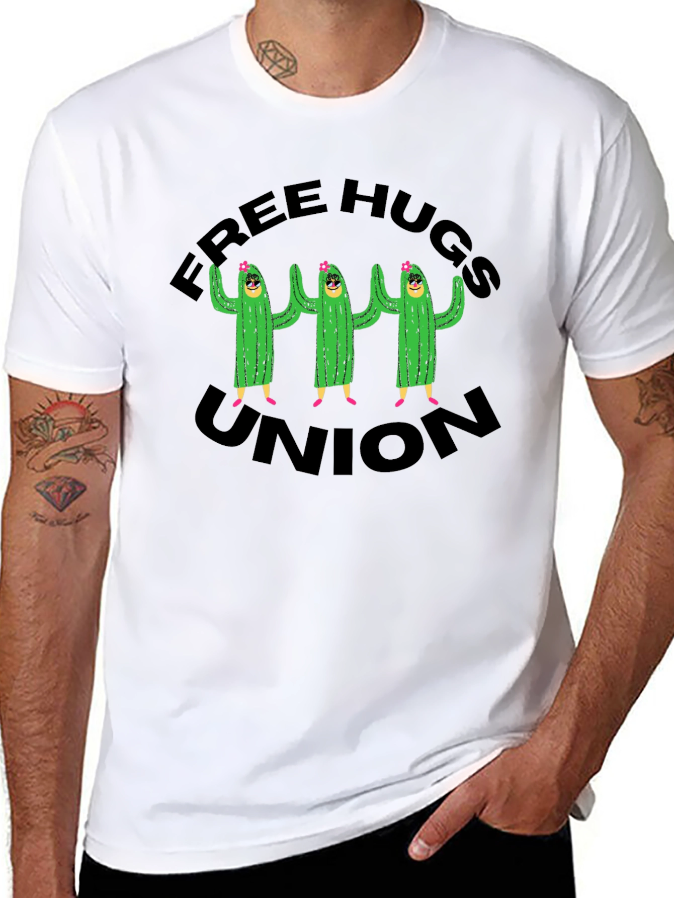 Free Hugs Union T-Shirt Cactus Graphic Tee