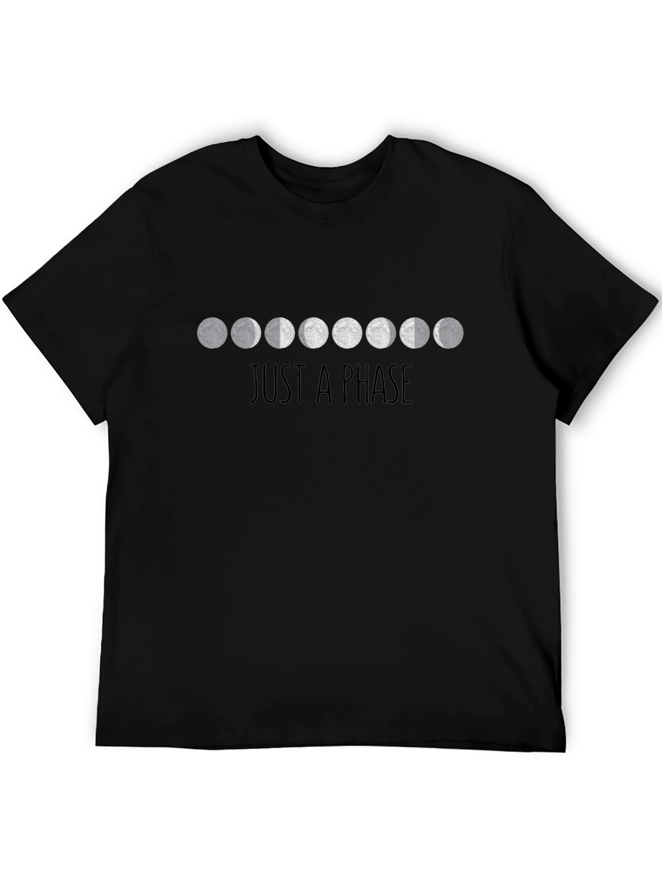 Just A Phase Moon Graphic T-Shirt - Black