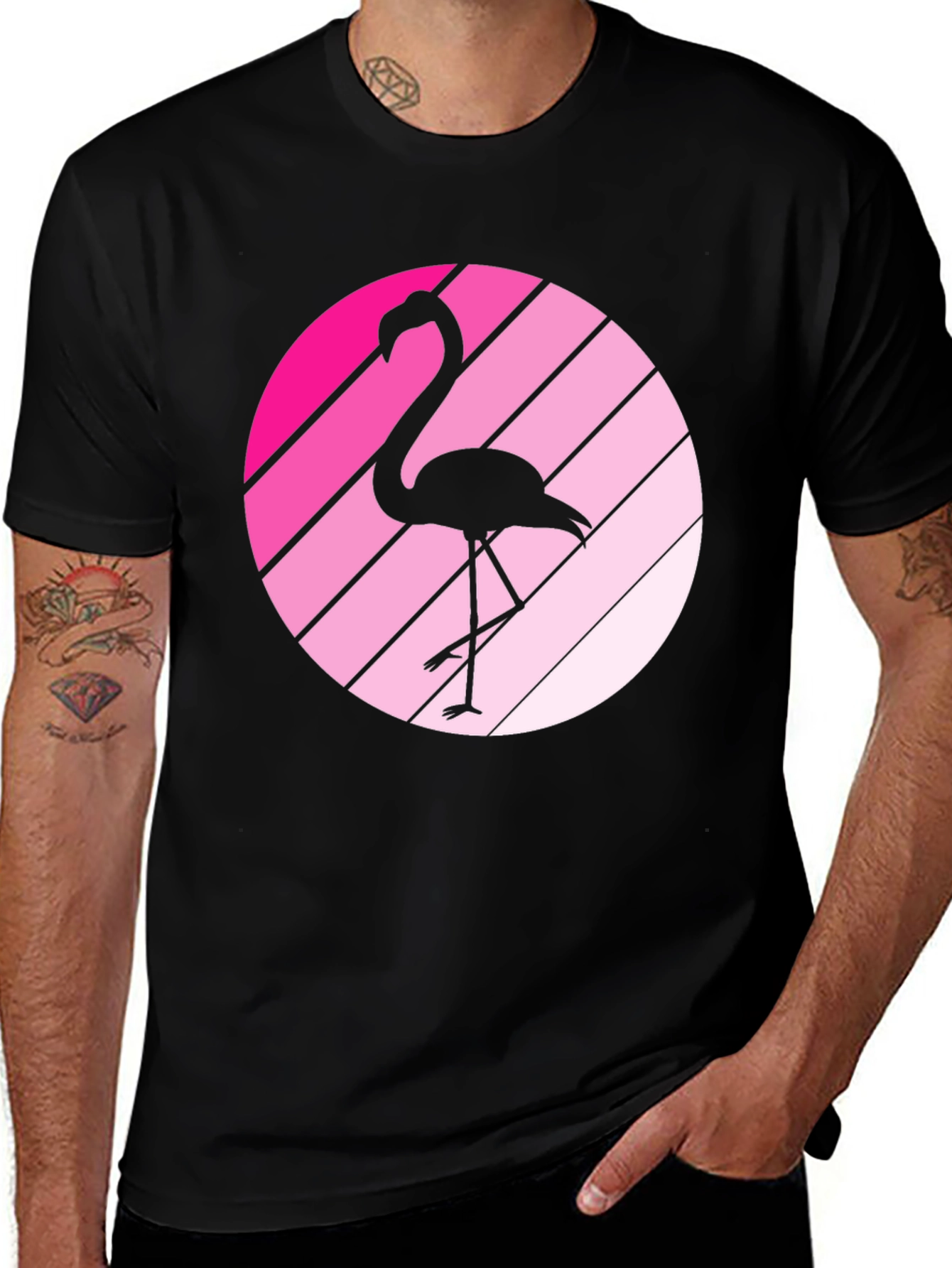 Flamingo Sunset Black Graphic Tee