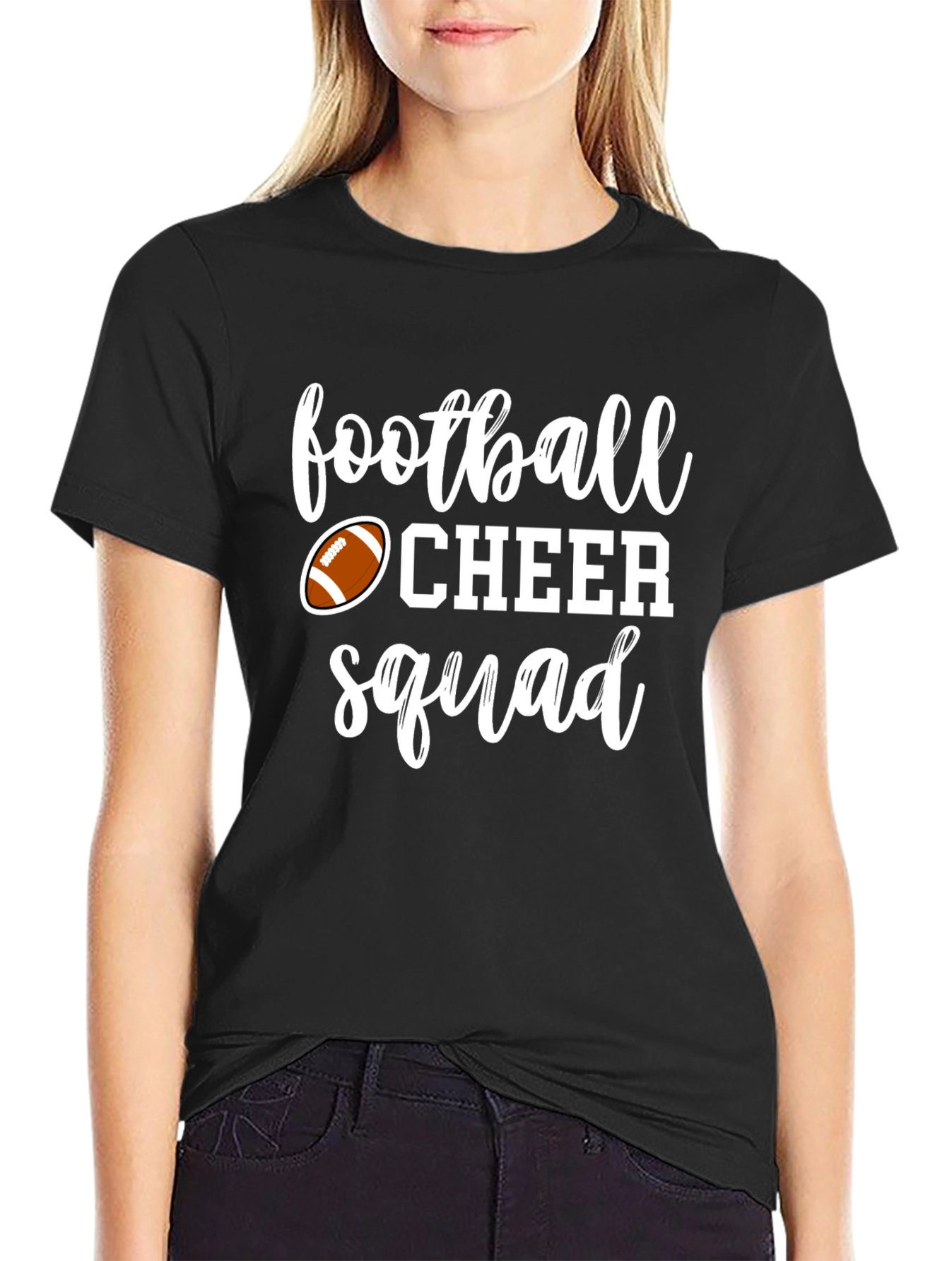 Football Cheer Squad Black T-Shirt