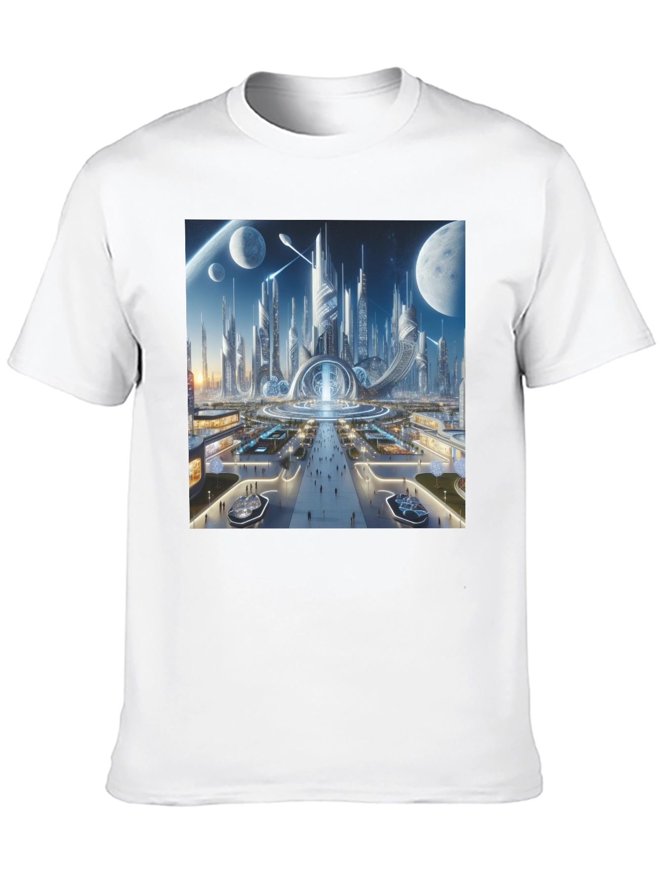 Futuristic Cityscape Graphic Tee - Sci-Fi Style