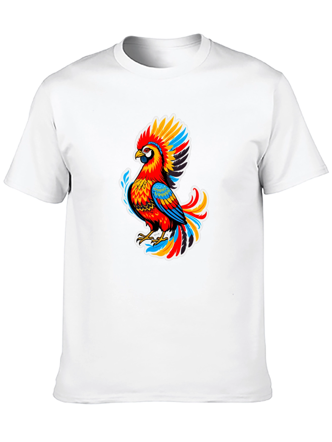 Vibrant Parrot Graphic Black T-Shirt