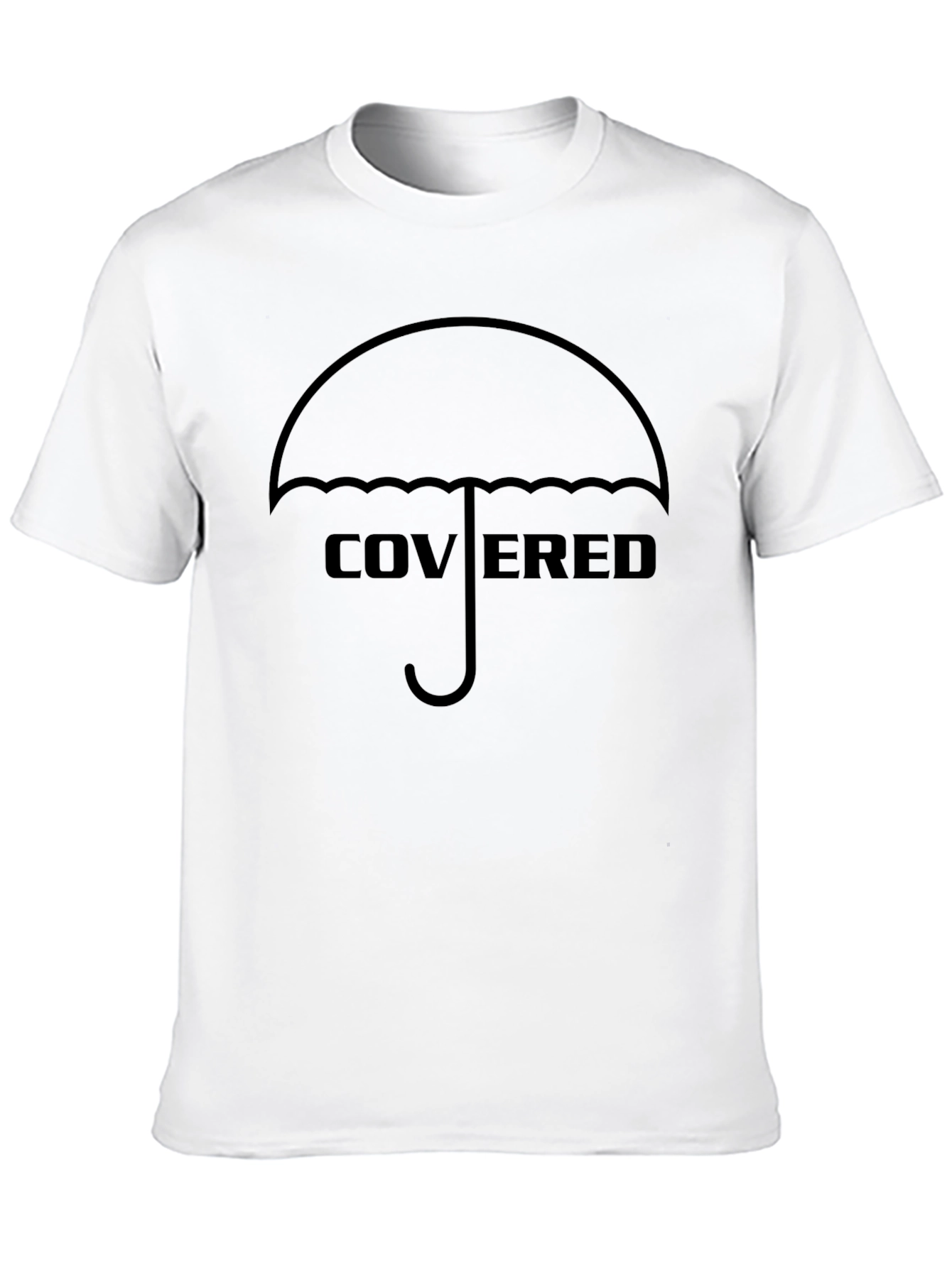 Covered Umbrella Graphic T-Shirt - Stylish Black Tee