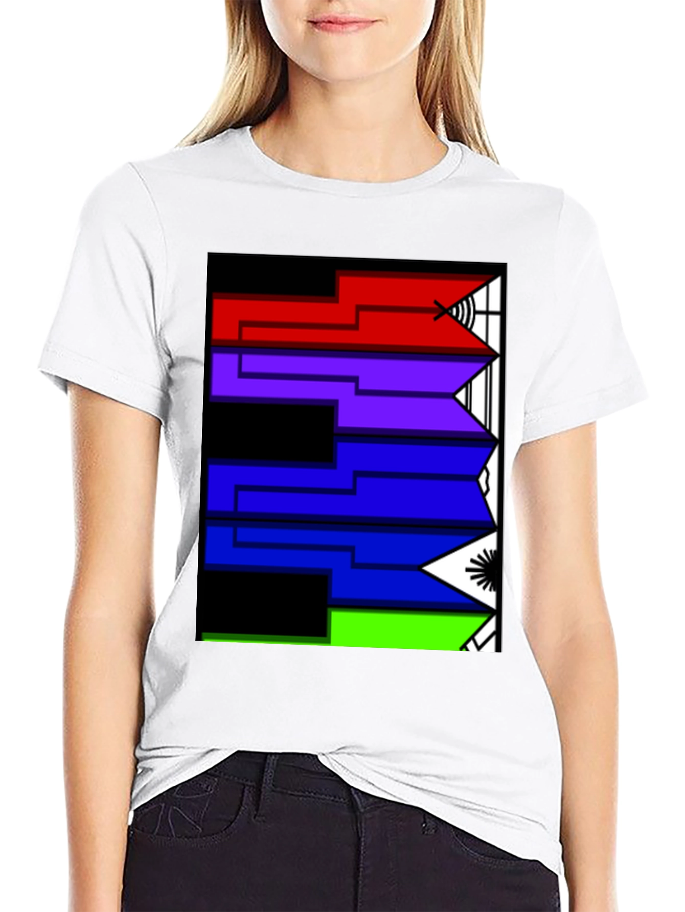 Geometric Arrow Design Black T-Shirt