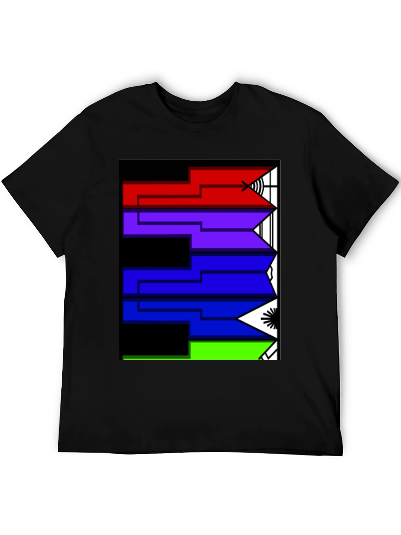 Geometric Arrow Design Black T-Shirt