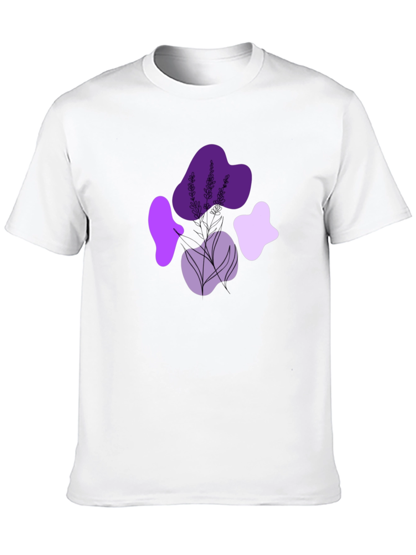 Stylish Black T-Shirt with Lavender Design