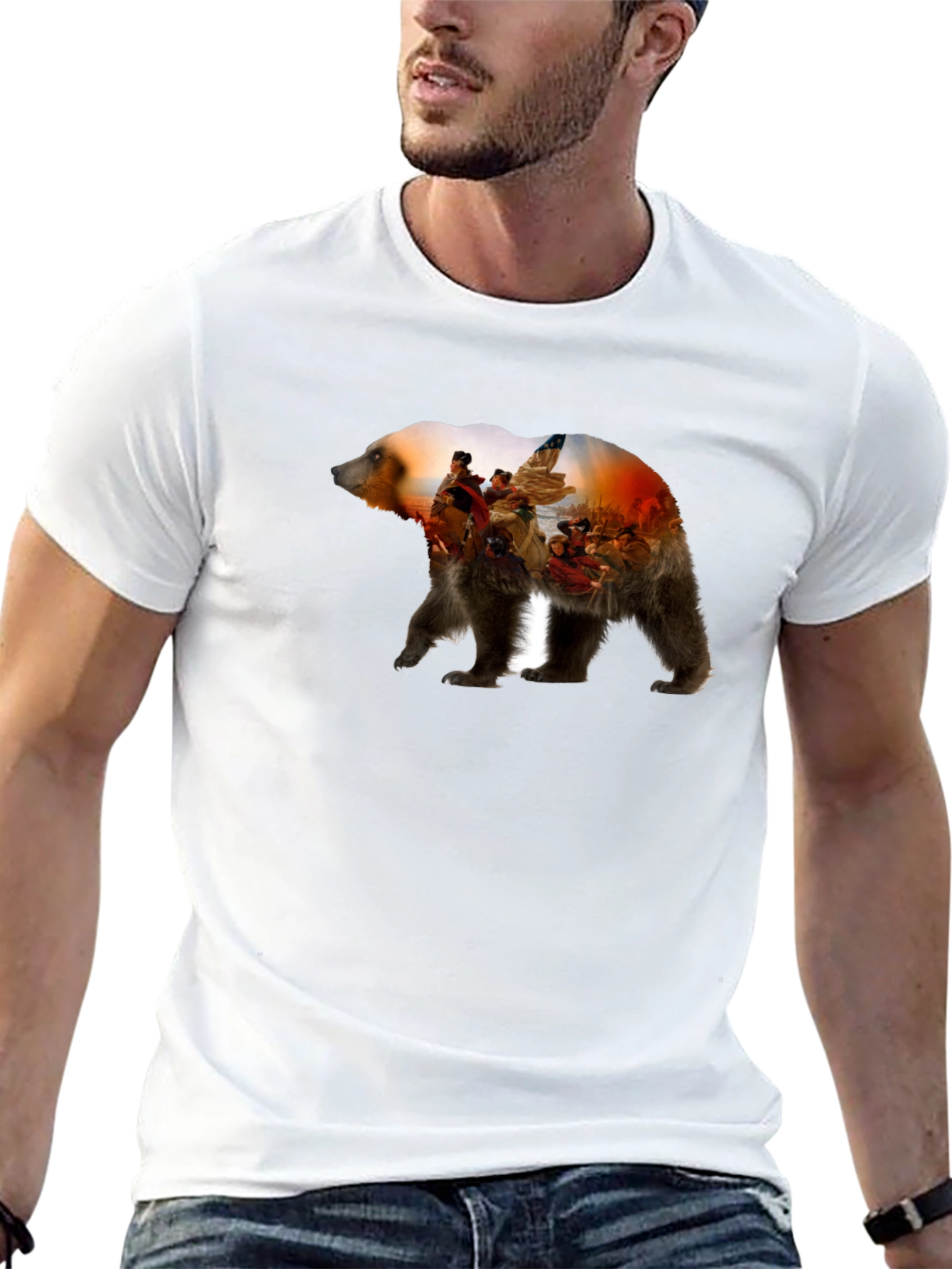 Bear Washington Crossing the Delaware Graphic T-Shirt