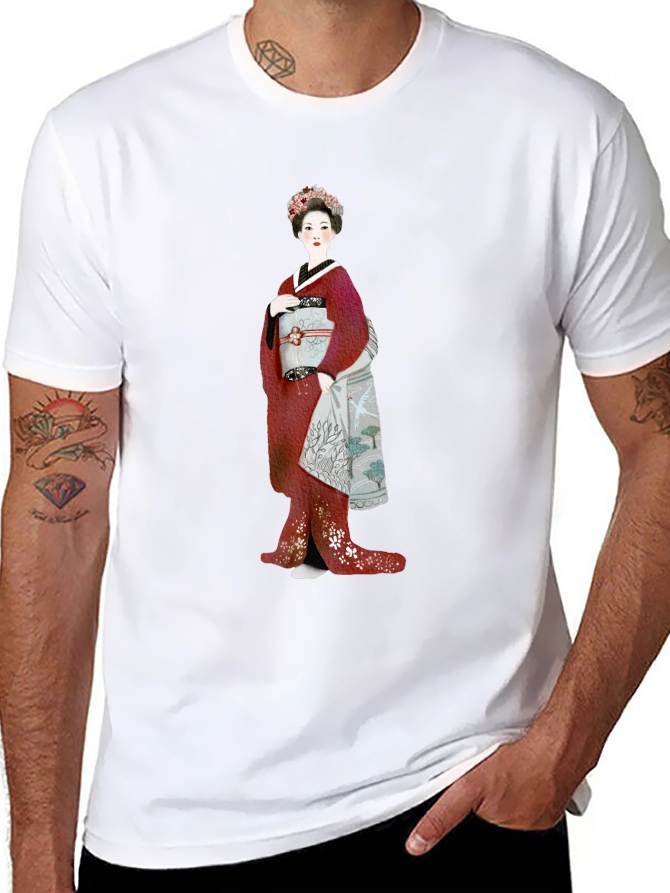 Geisha Graphic Tee - Elegant Japanese Art Shirt