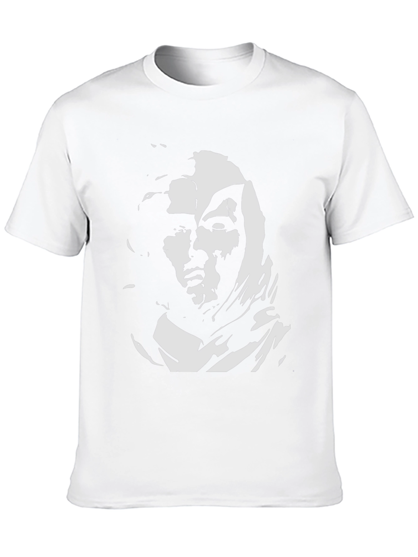 Black Graphic Tee with White Face Design