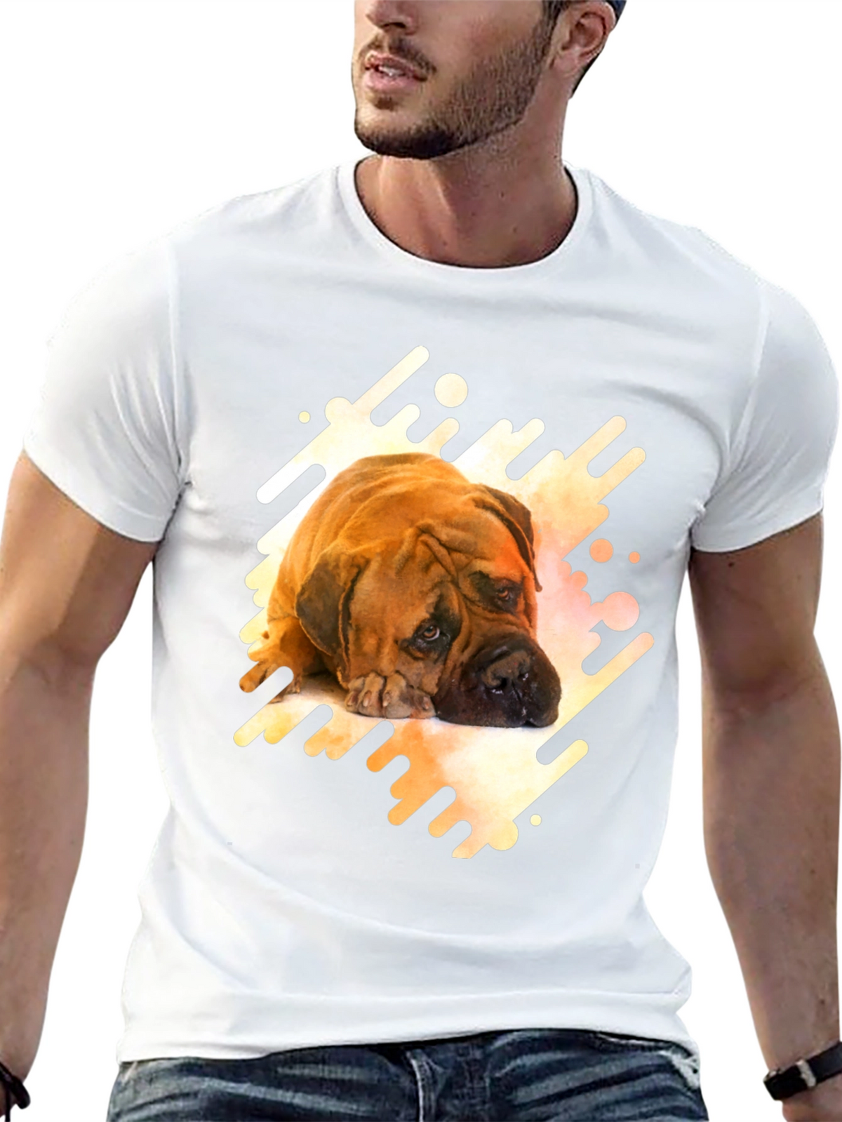 Dog Graphic Tee - Bullmastiff Print T-Shirt