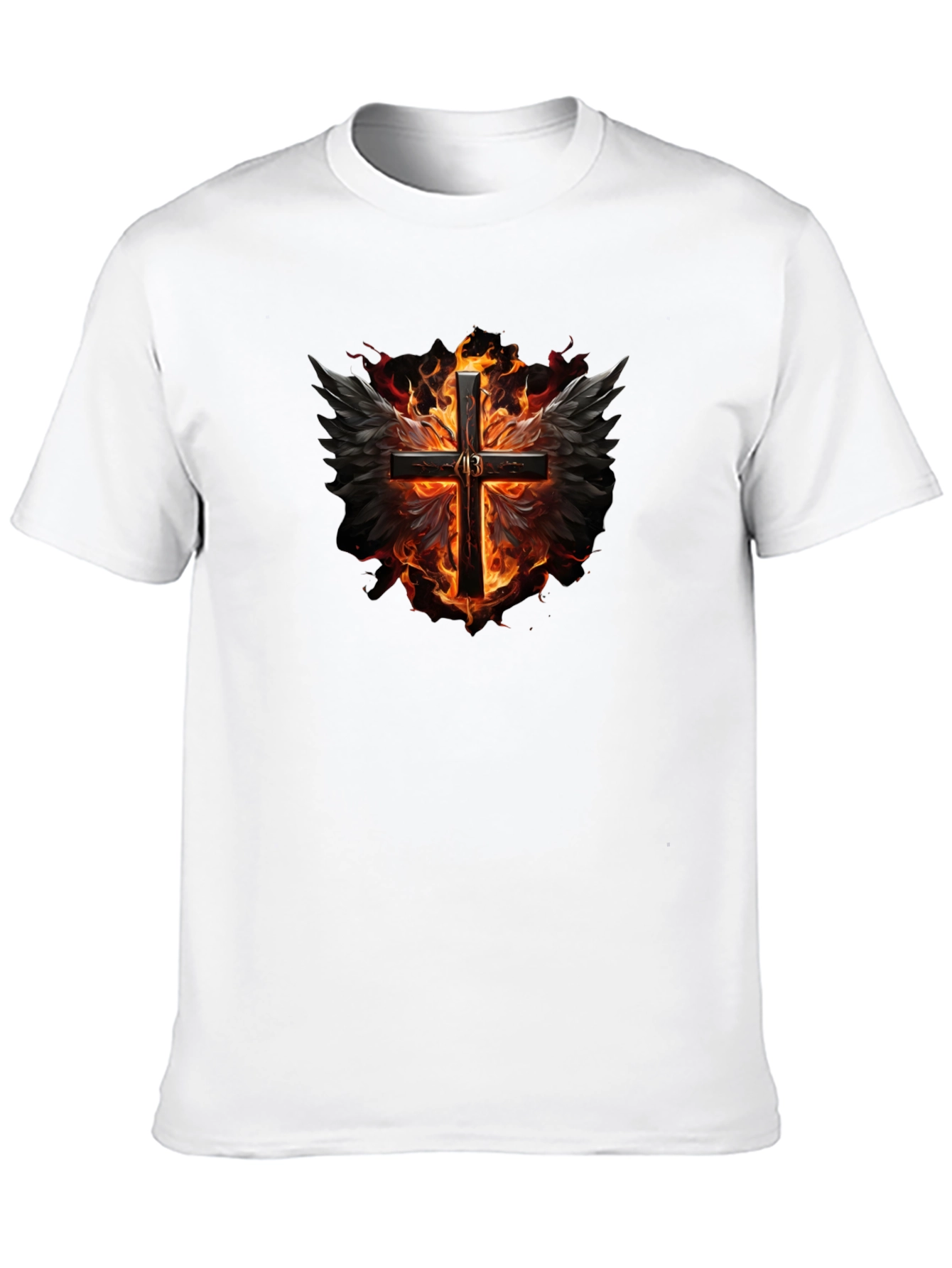 Fiery Cross Graphic Black T-Shirt