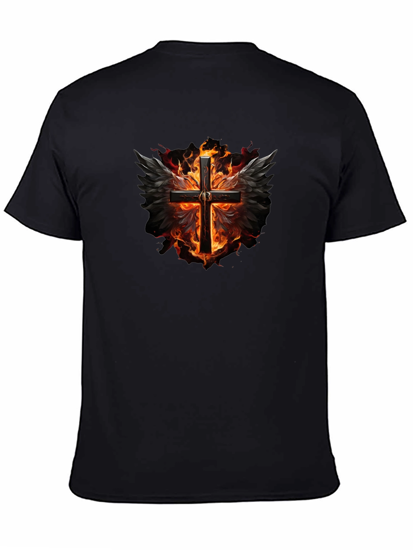 Fiery Cross Graphic Black T-Shirt