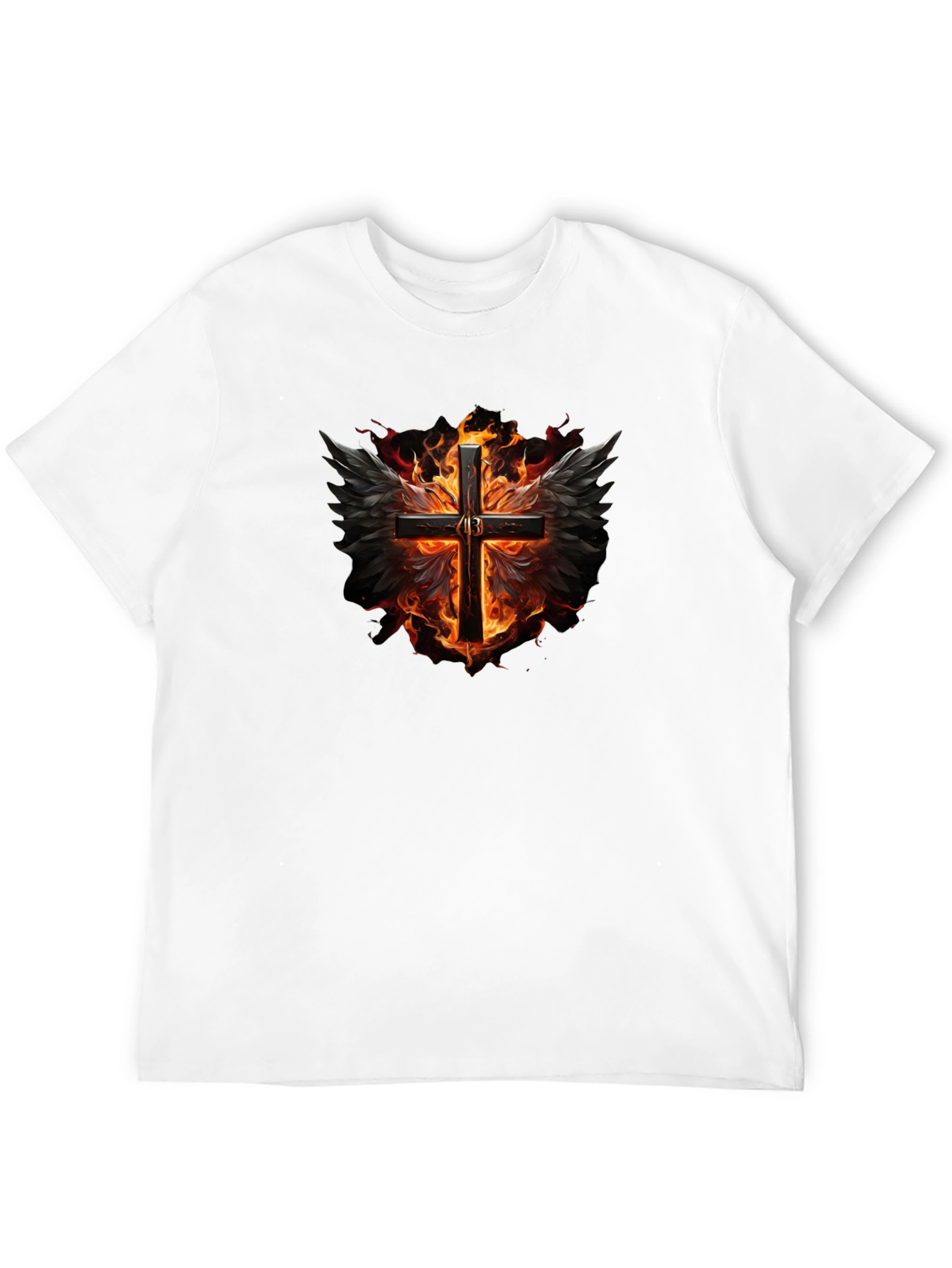 Fiery Cross Graphic Black T-Shirt