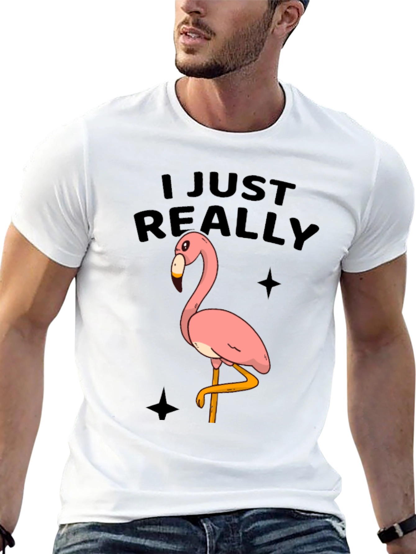 Funny Flamingo Graphic Tee - Just Really Love Flamingos