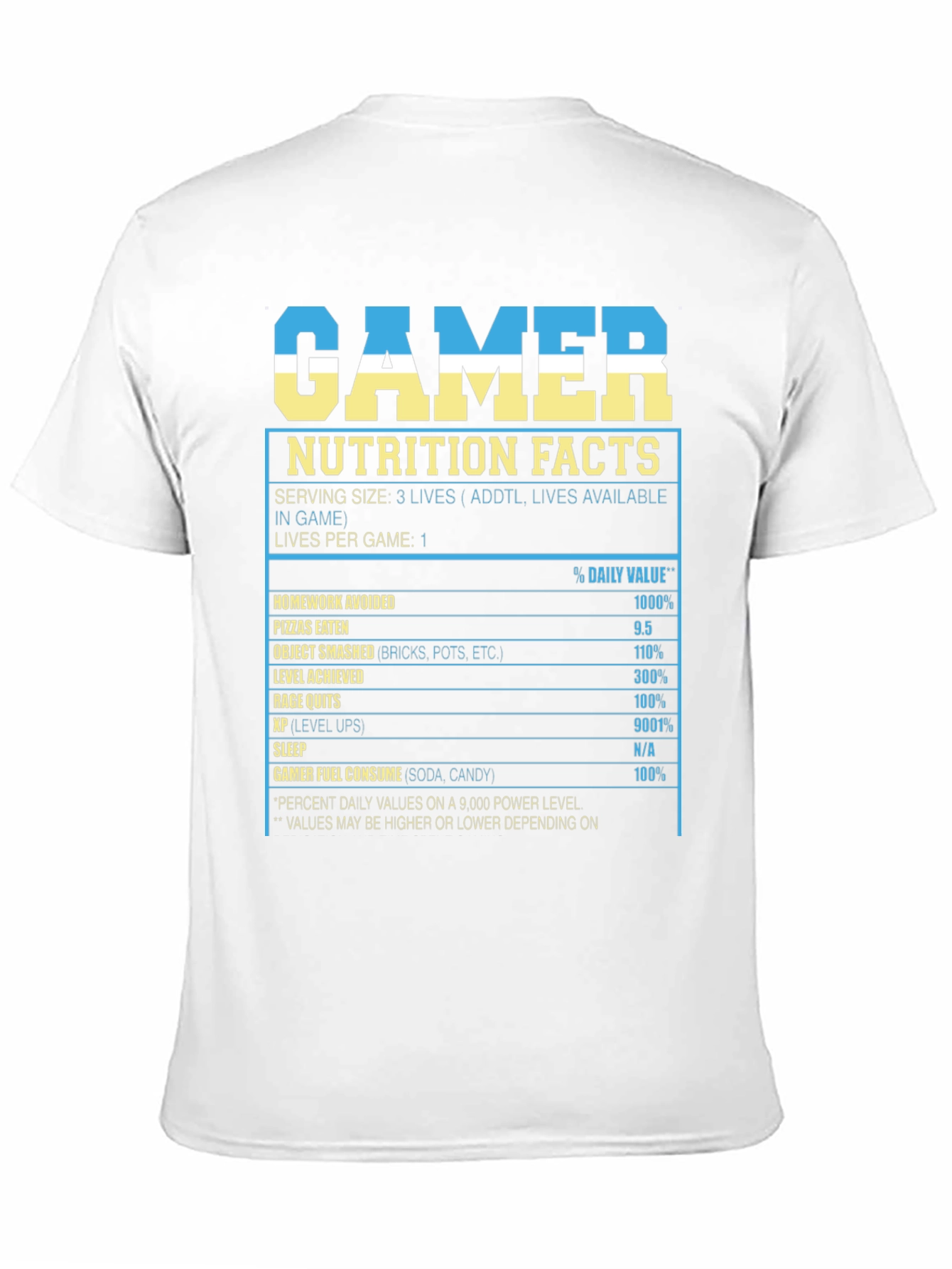 Gamer Nutrition Facts Funny T-Shirt