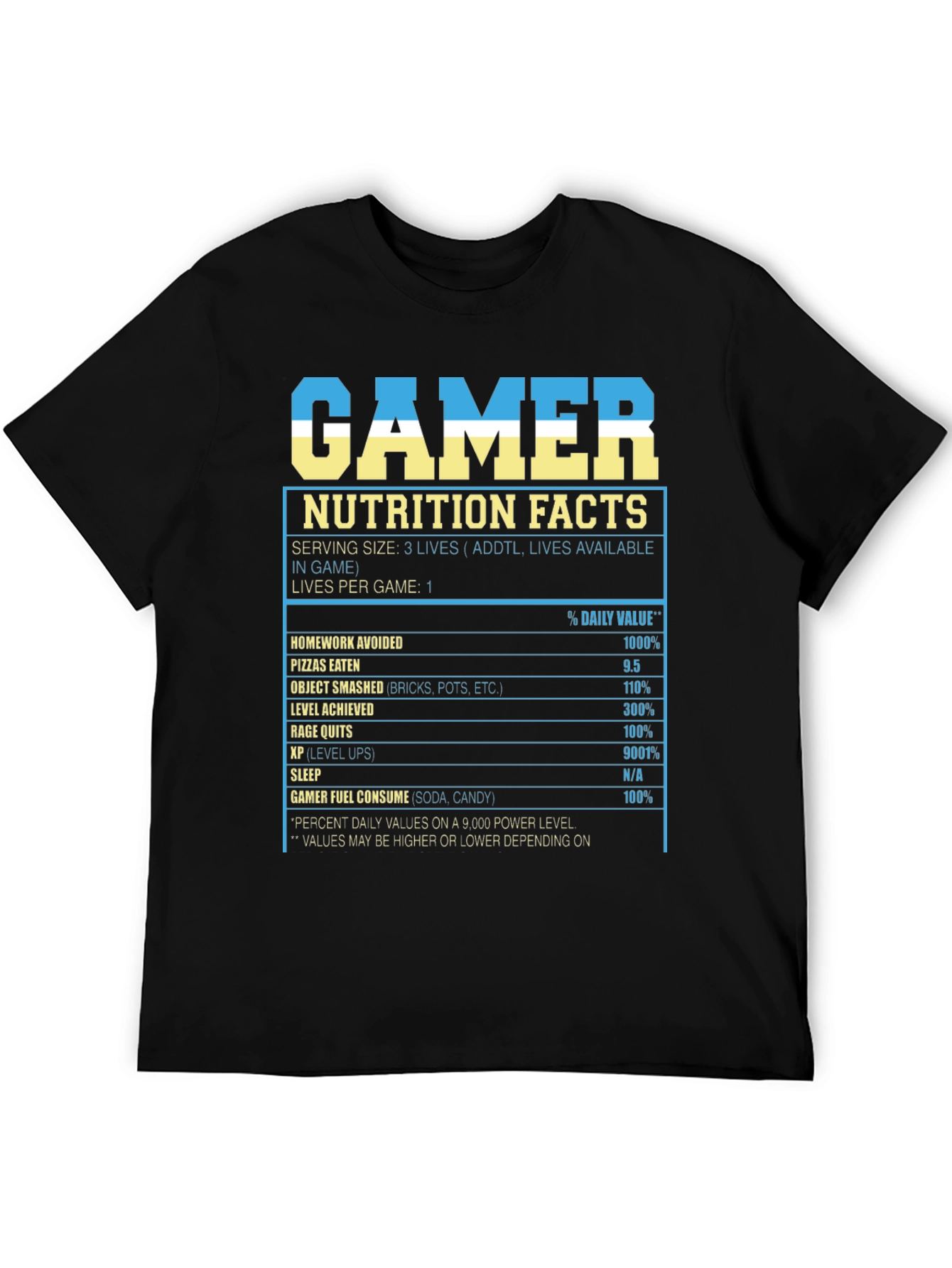 Gamer Nutrition Facts Funny T-Shirt