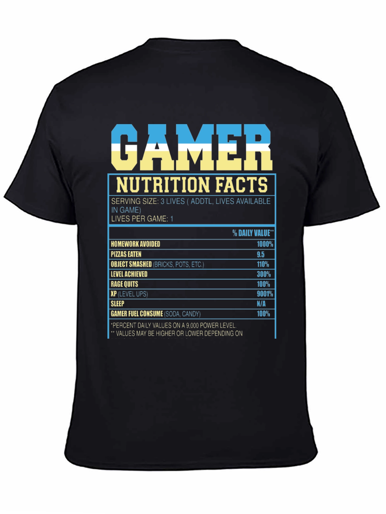 Gamer Nutrition Facts Funny T-Shirt