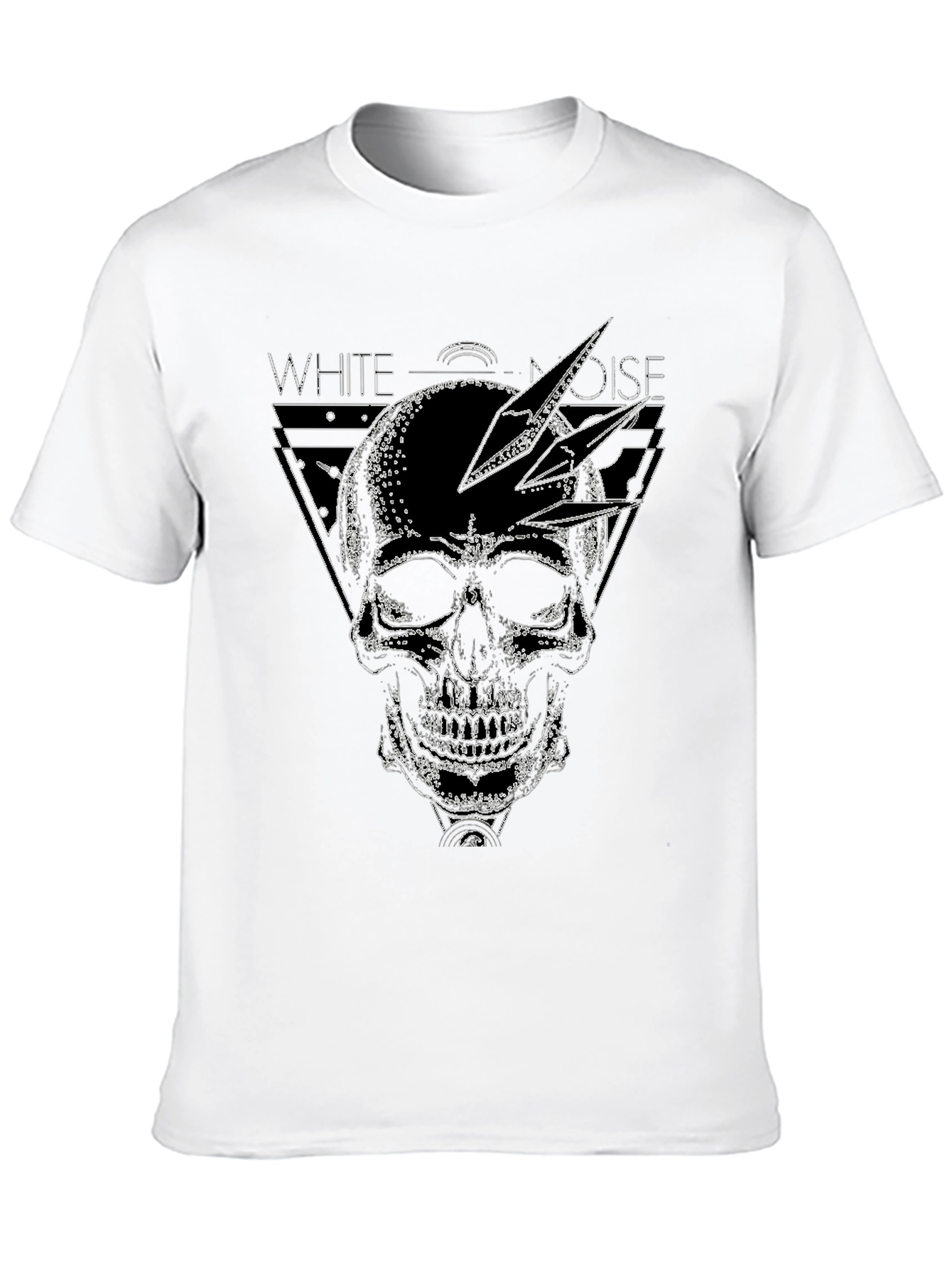 White Noise Skull Graphic Tee - Black Cotton