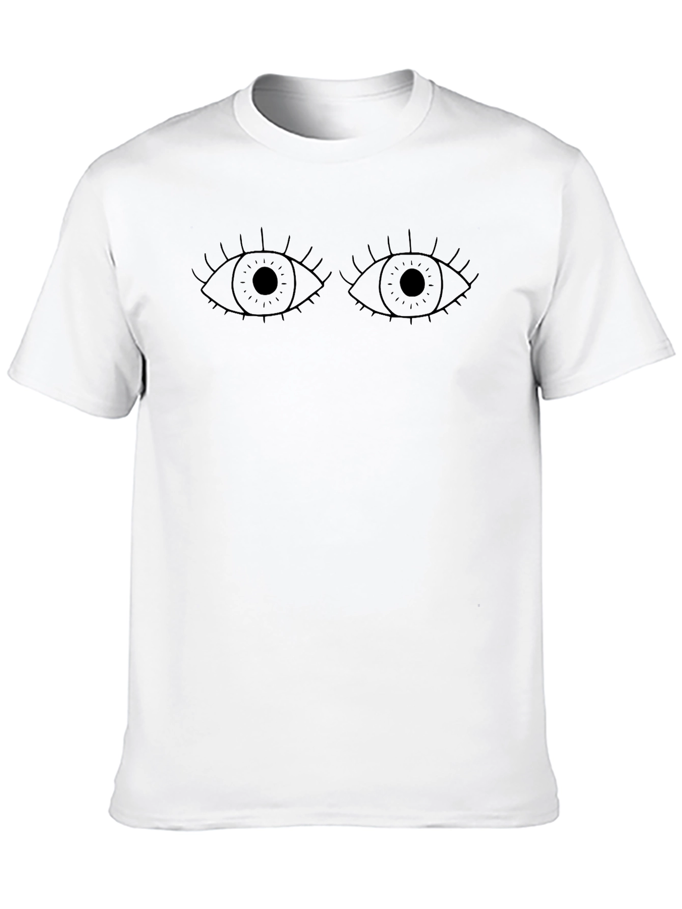 Eyes Graphic Tee - Black Cotton Casual T-Shirt
