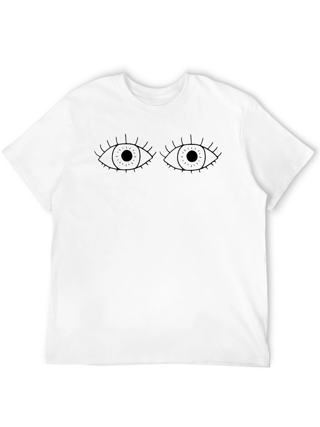 Eyes Graphic Tee - Black Cotton Casual T-Shirt