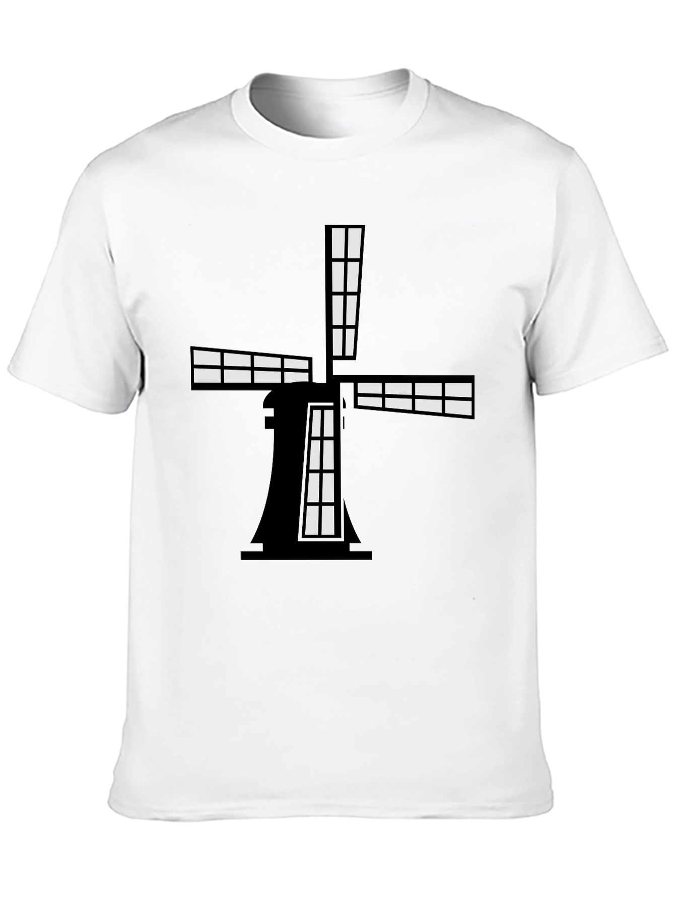 Windmill Graphic Tee - Black Cotton Blend Shirt