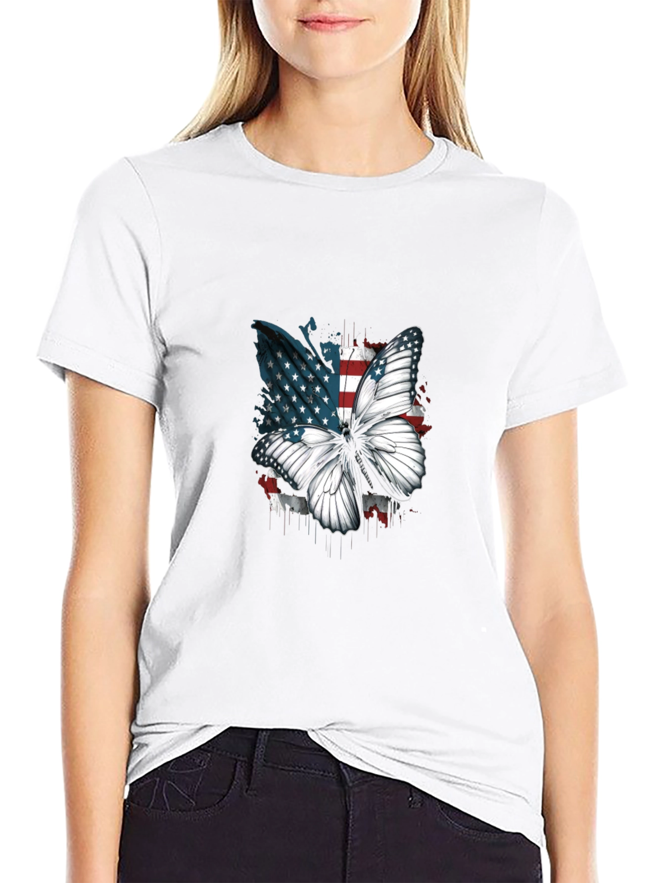 American Flag Butterfly Graphic Tee