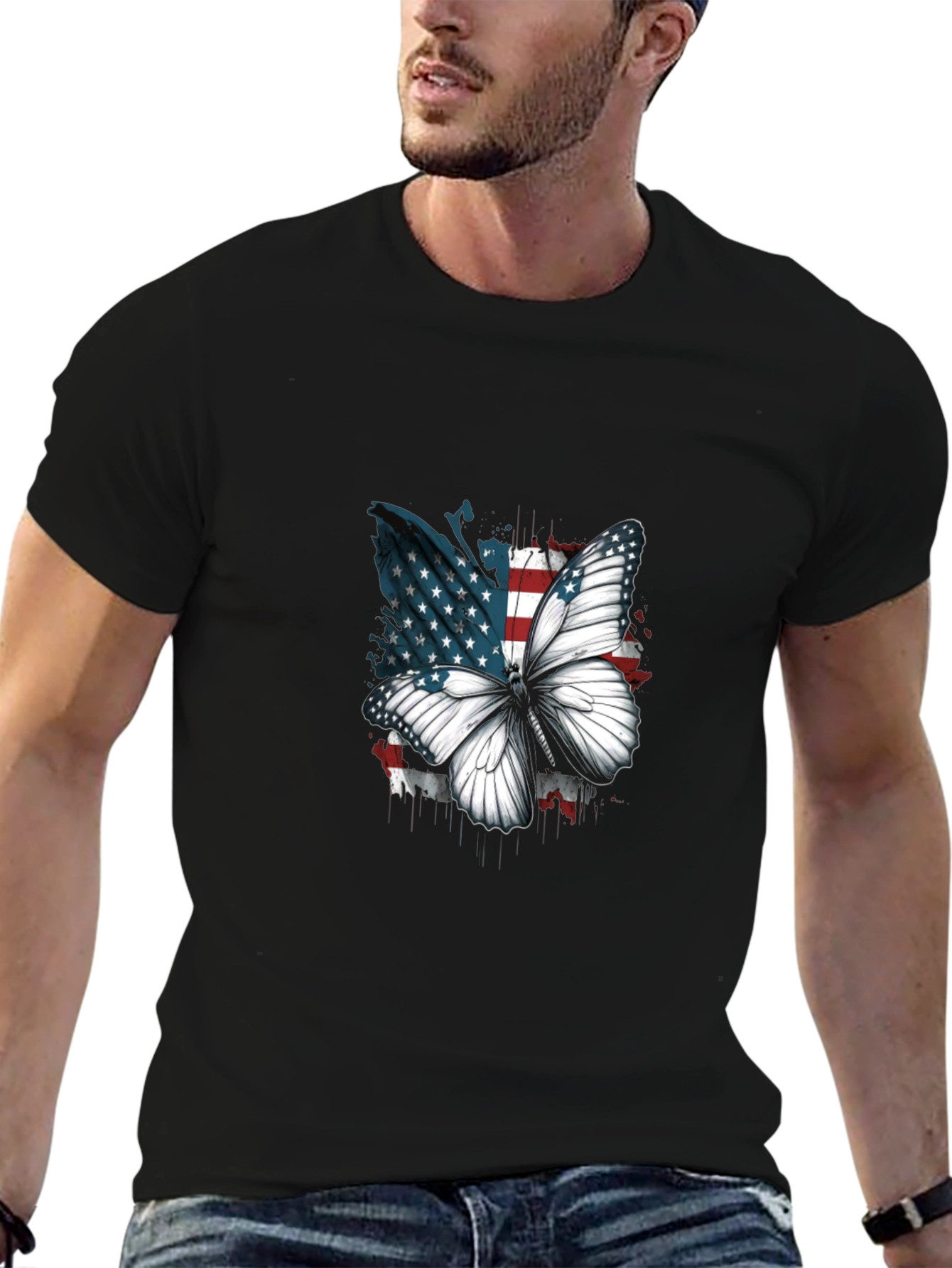 American Flag Butterfly Graphic Tee