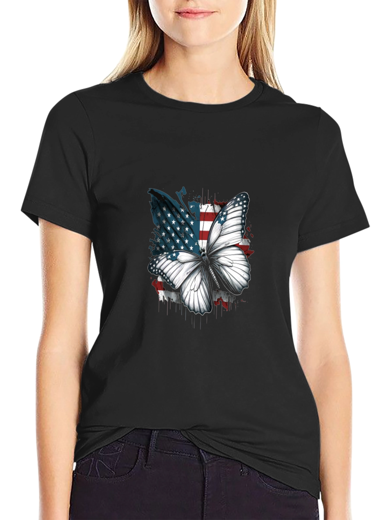 American Flag Butterfly Graphic Tee