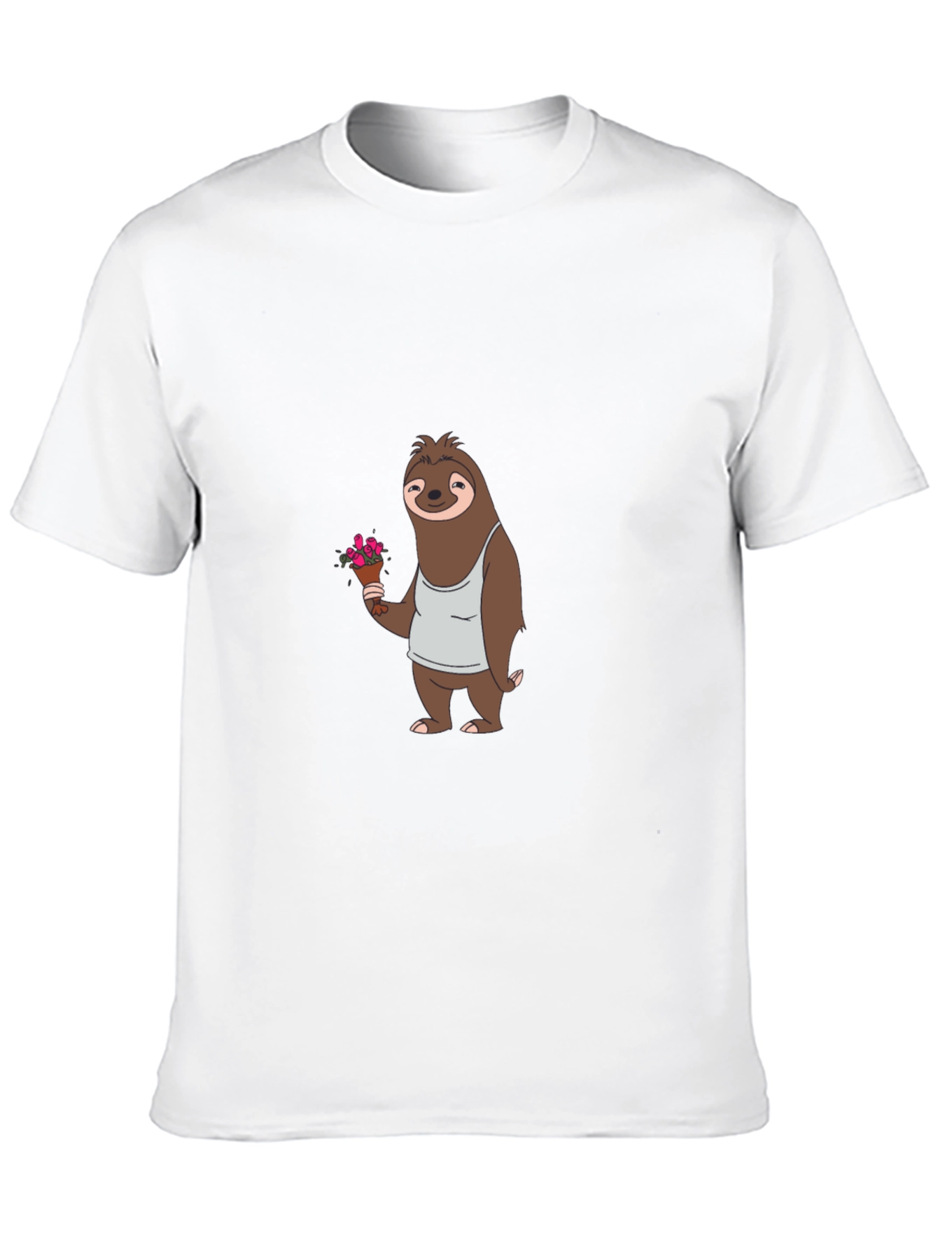 Sloth Holding Flowers Graphic T-Shirt