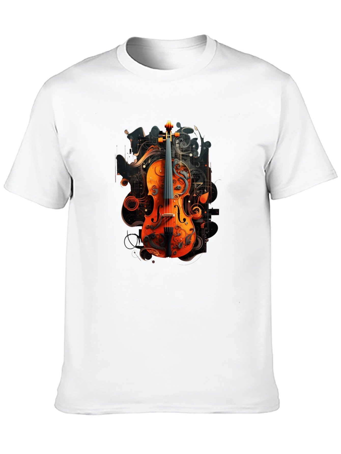 Violin Art Graphic Black T-Shirt