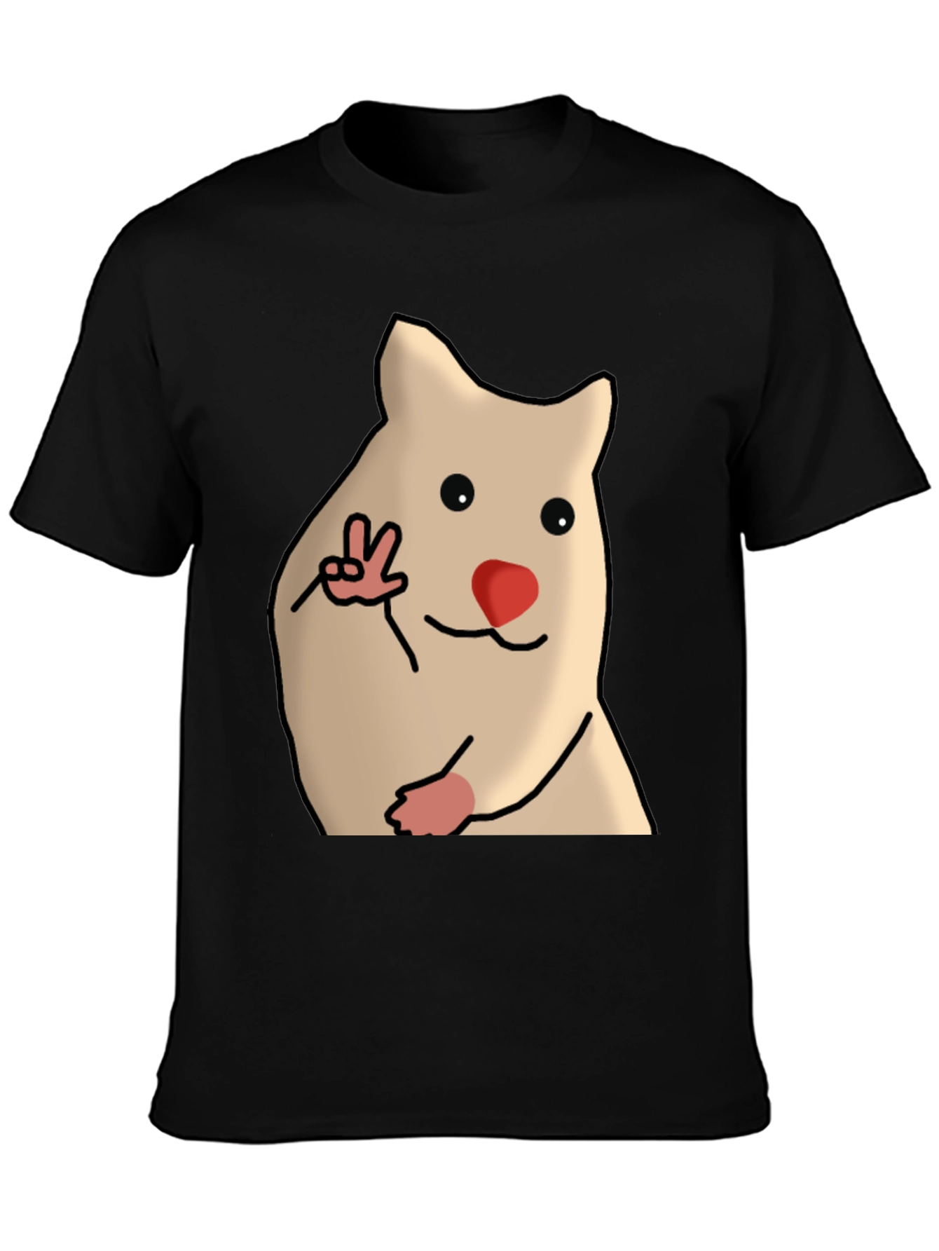 Funny Hamster Peace Sign Graphic T-Shirt