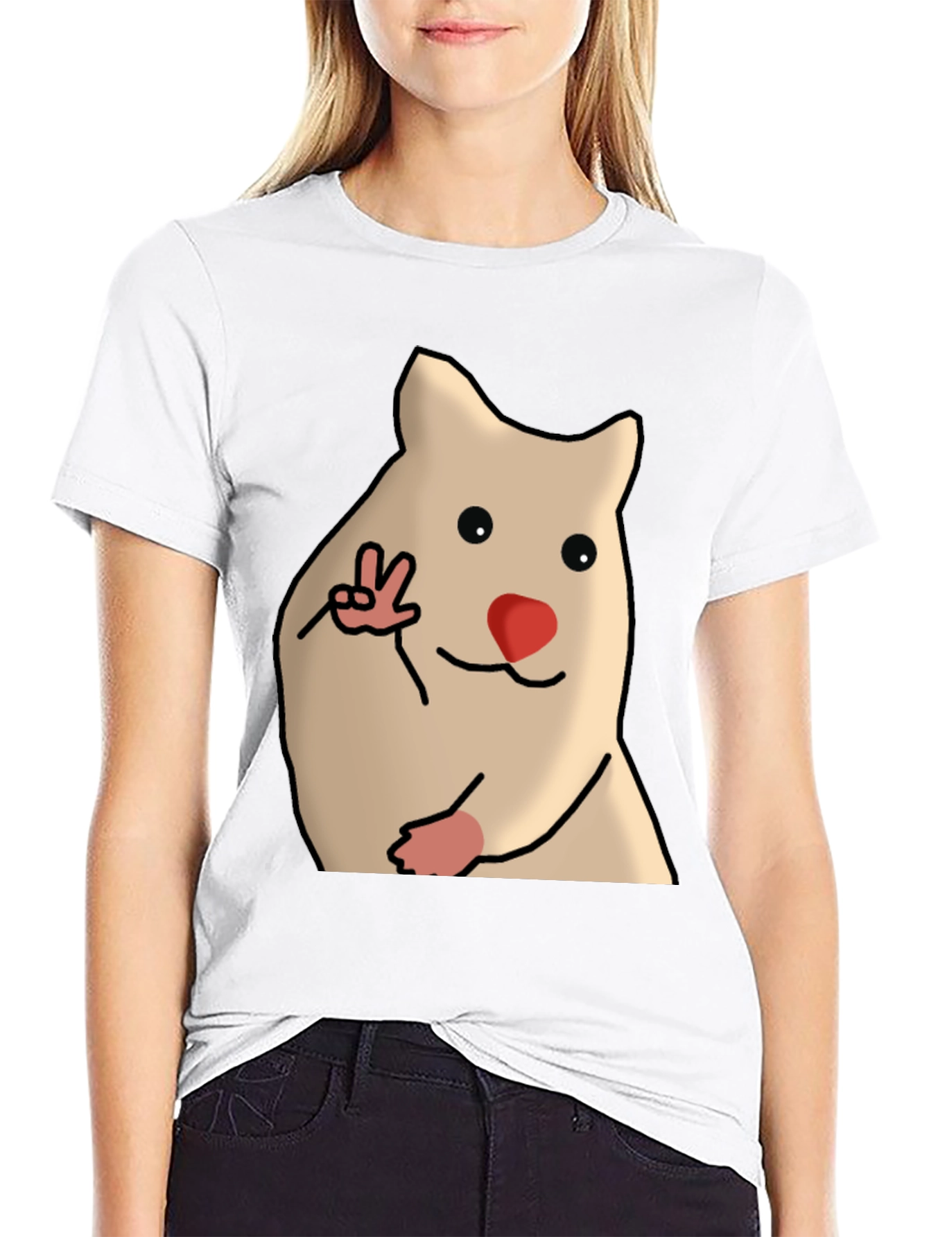 Funny Hamster Peace Sign Graphic T-Shirt