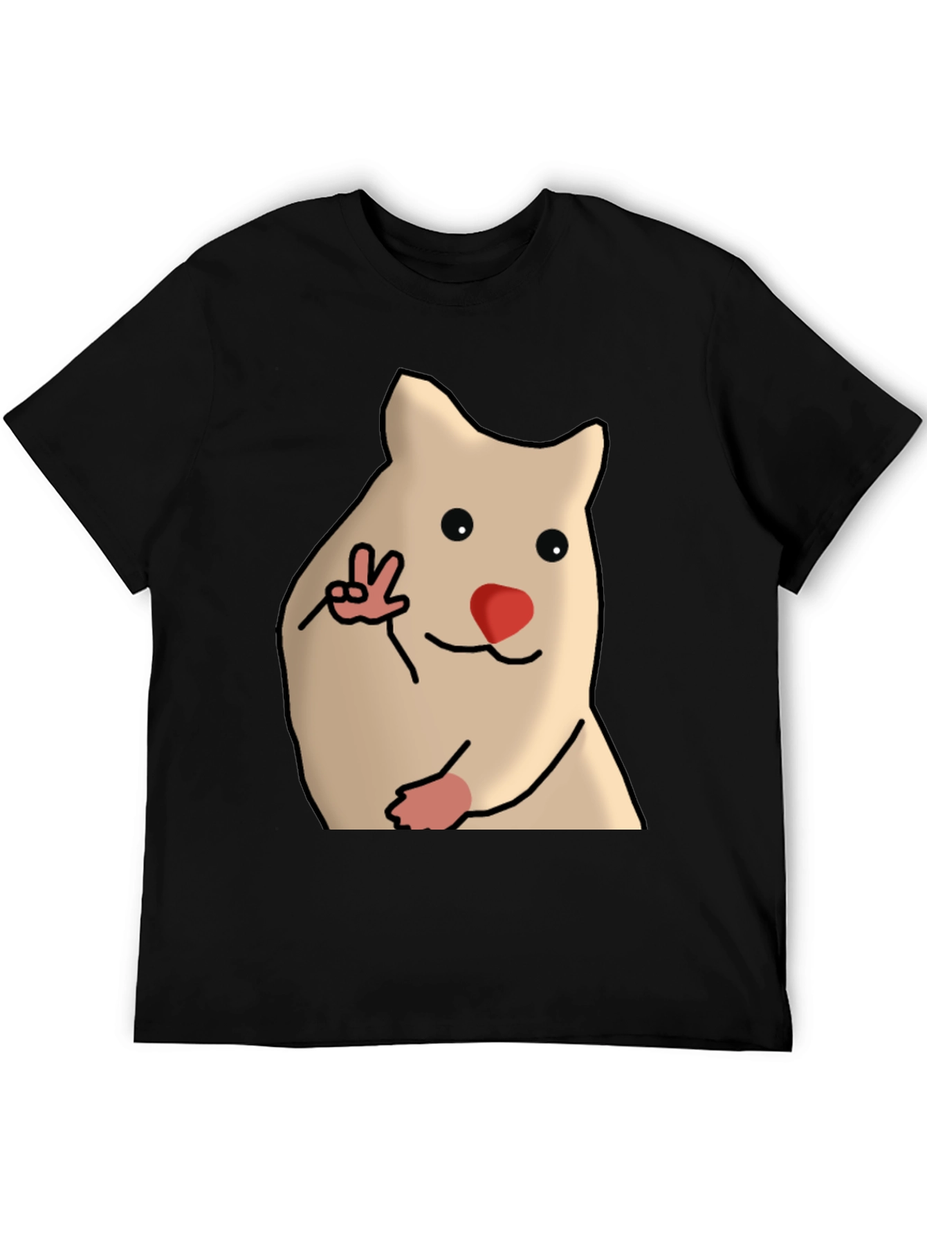 Funny Hamster Peace Sign Graphic T-Shirt