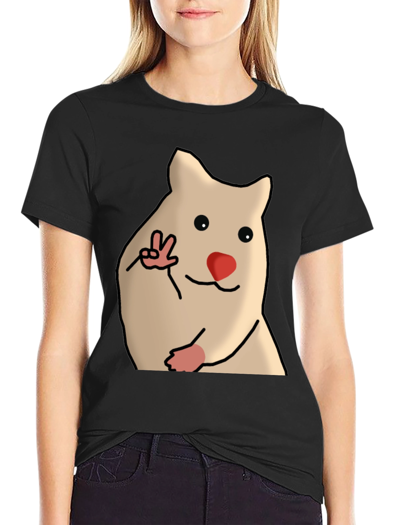 Funny Hamster Peace Sign Graphic T-Shirt