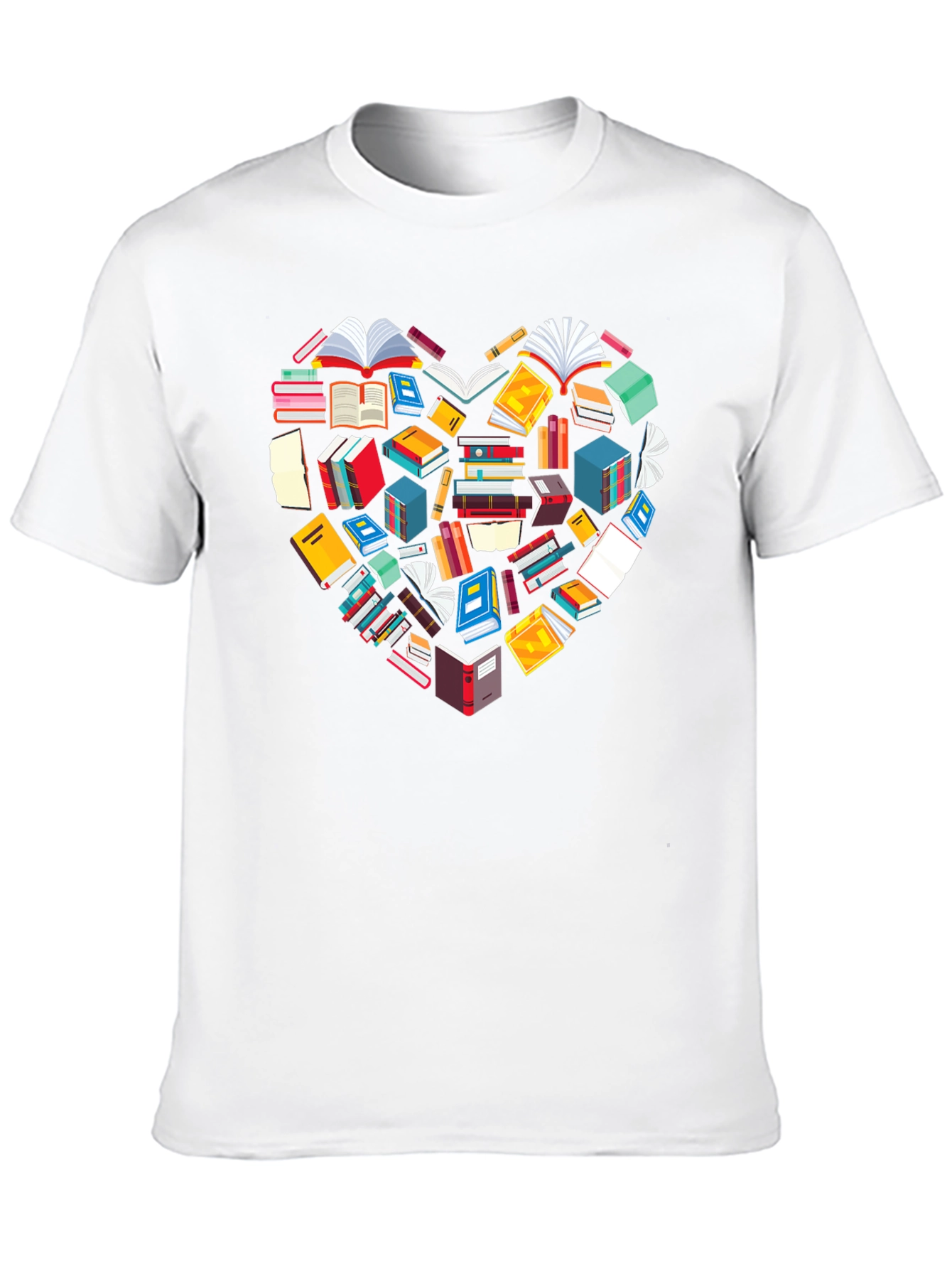 Book Lover Heart Graphic Tee - Black Cotton T-Shirt