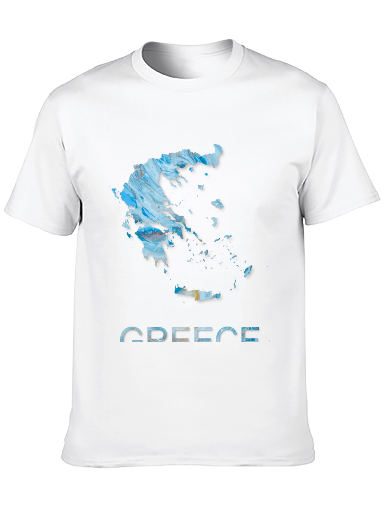Greece Map T-Shirt - Abstract Design Black Cotton Tee