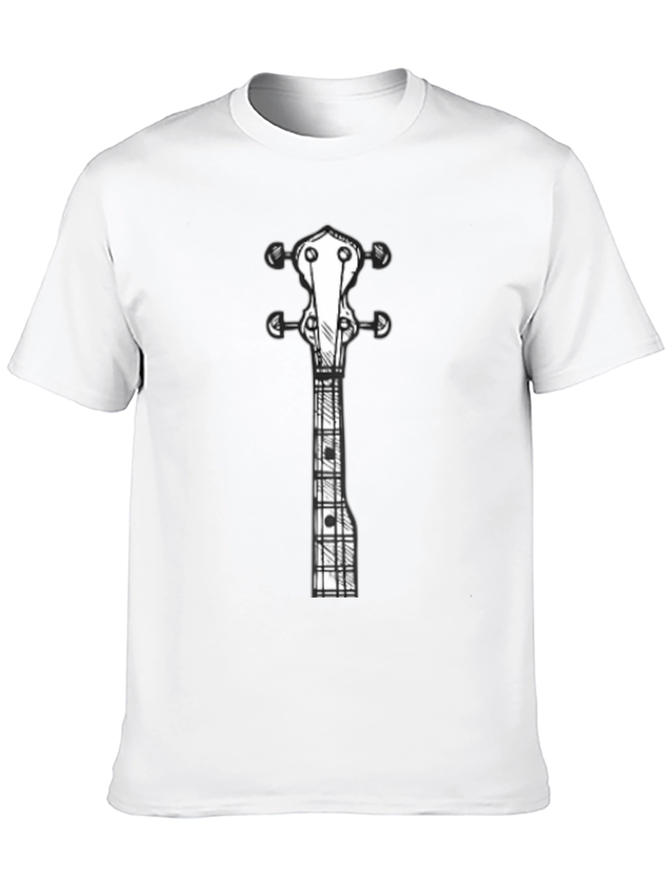 Guitar Sketch Graphic Tee - Black Cotton Shirt