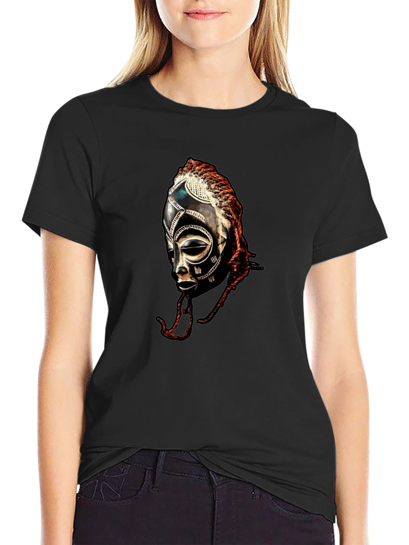 African Tribal Mask Graphic T-Shirt