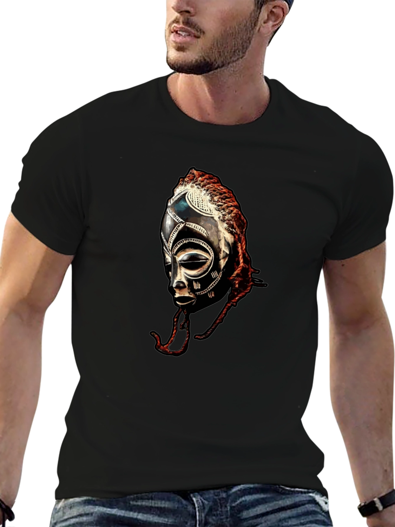 African Tribal Mask Graphic T-Shirt