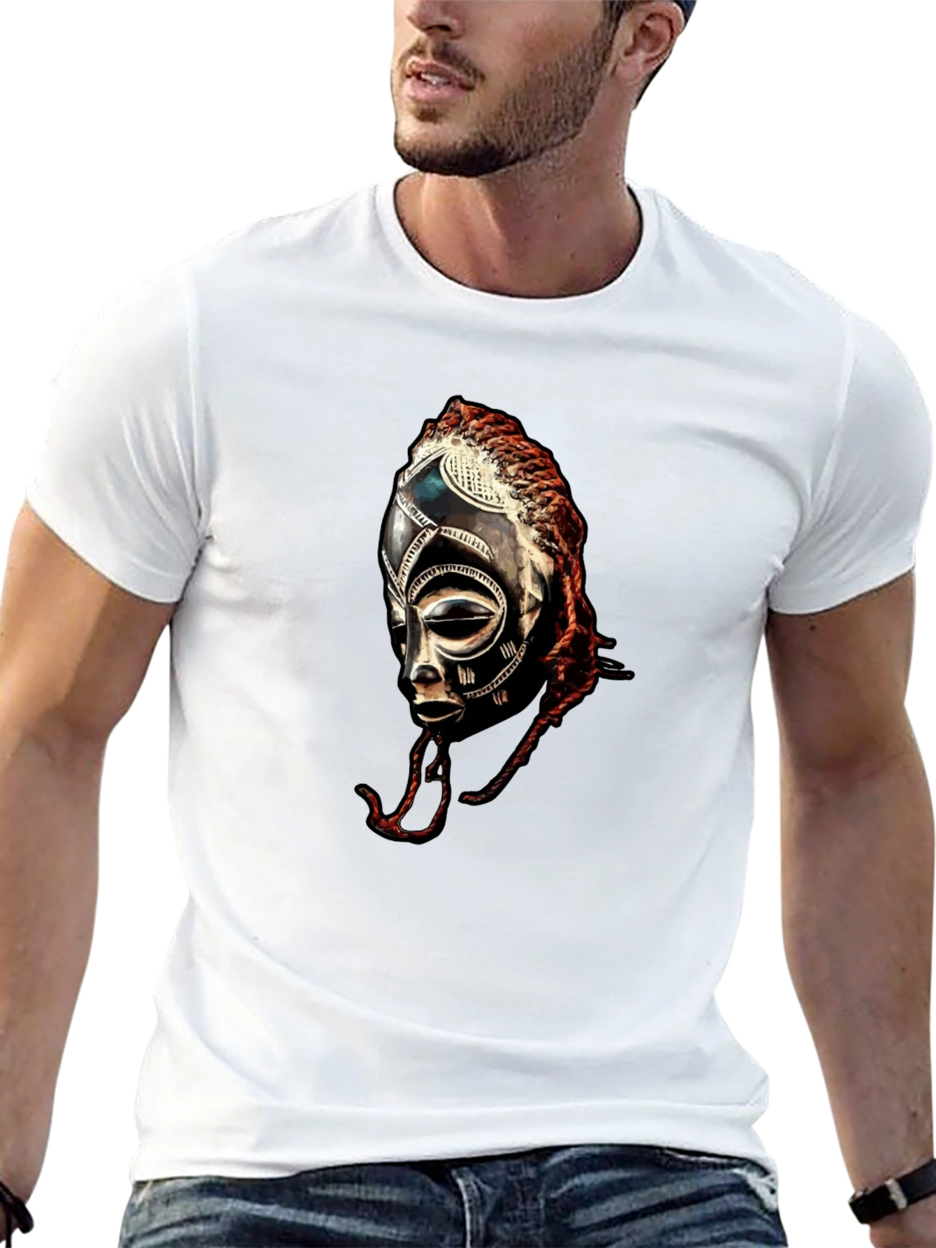 African Tribal Mask Graphic T-Shirt