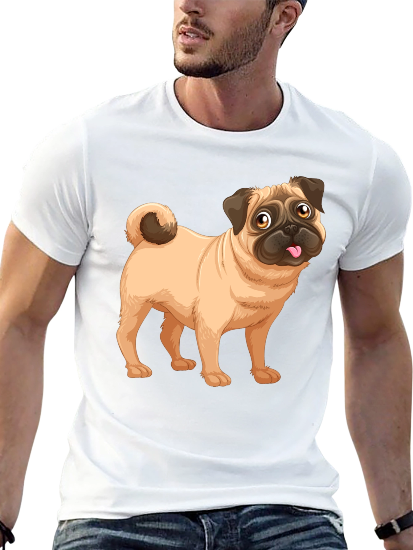 Pug Graphic Print Black T-Shirt