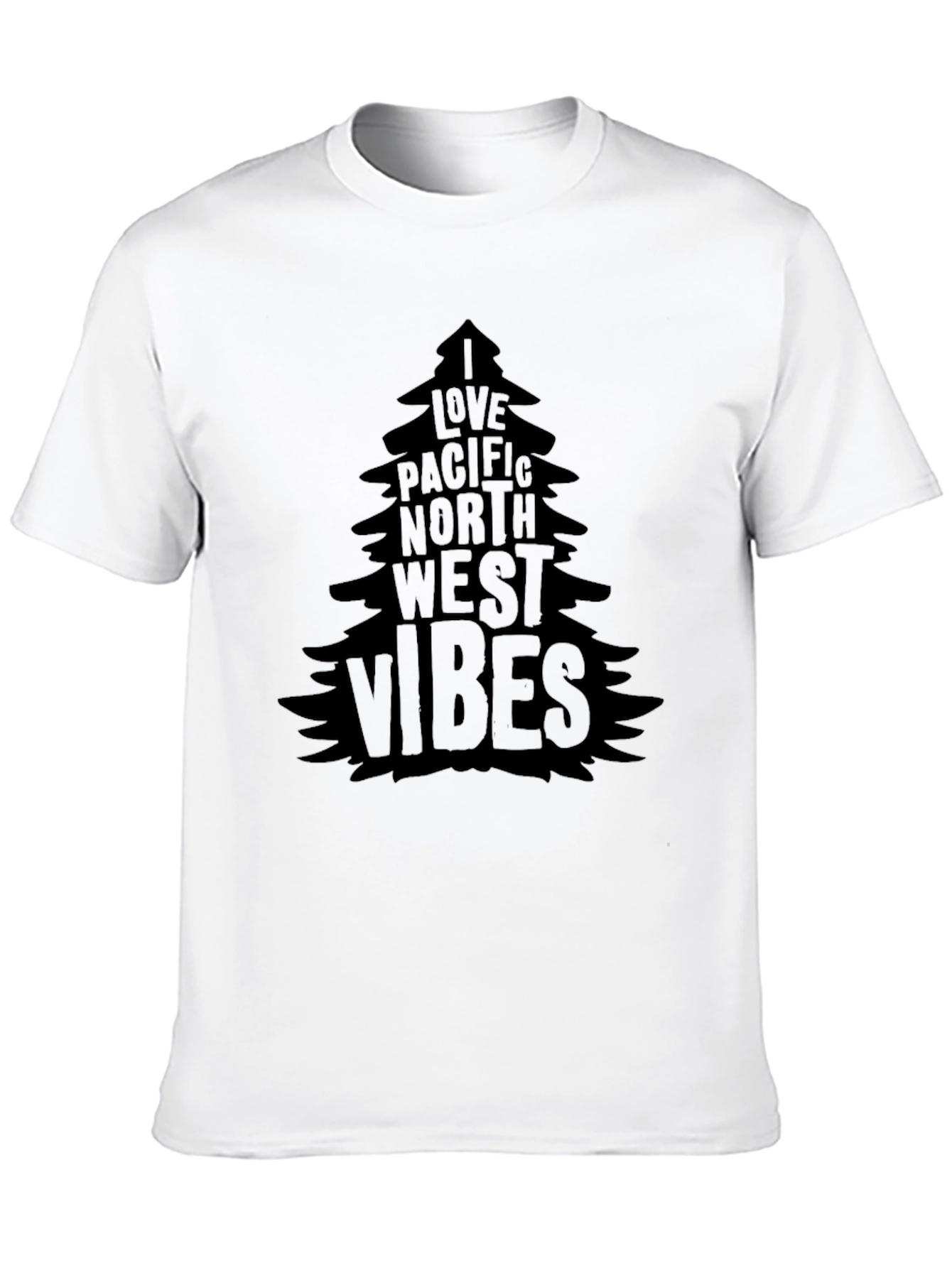 Pacific Northwest Vibes Tree Graphic Tee - Black