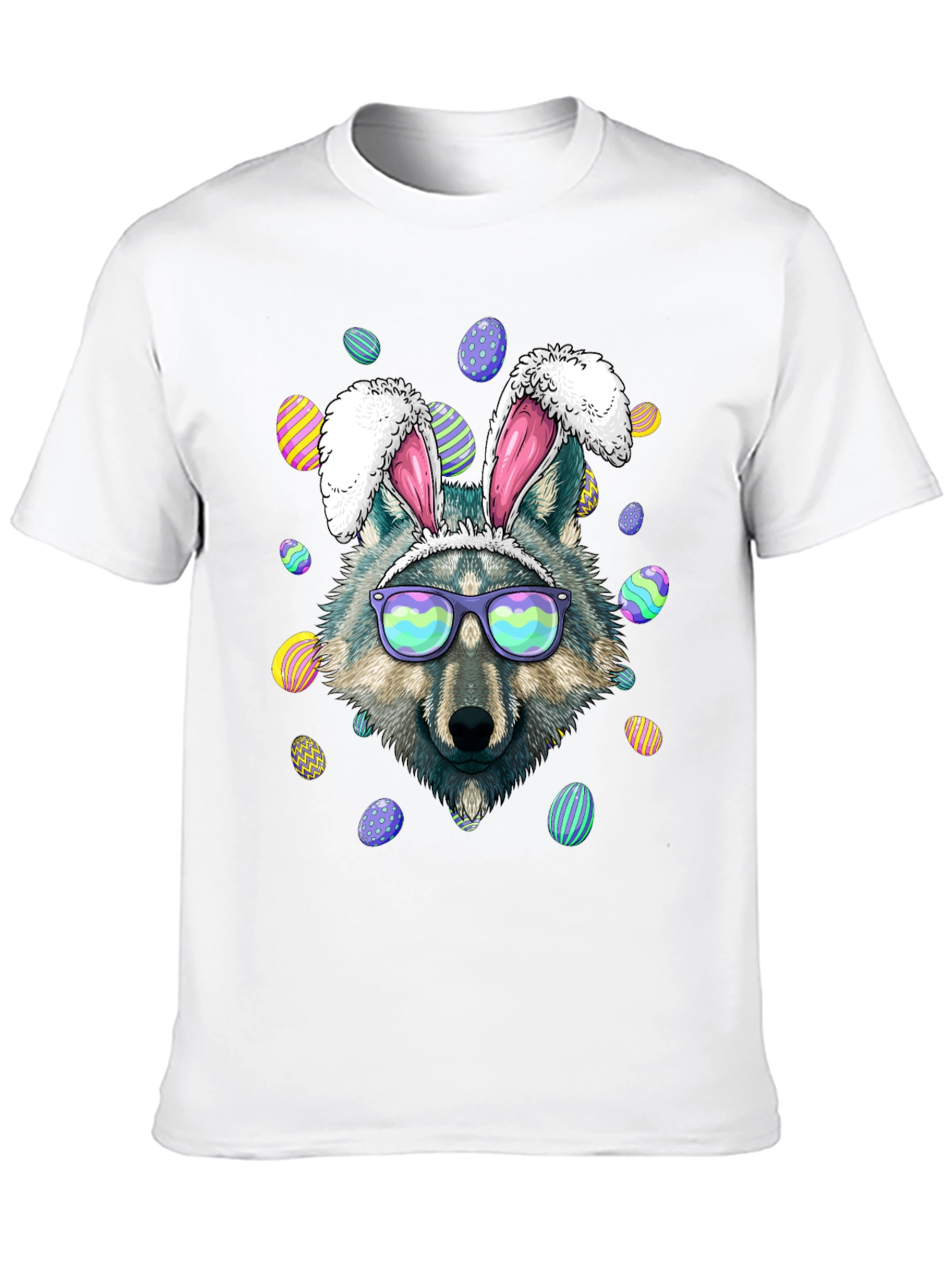 Easter Wolf Bunny Graphic T-Shirt