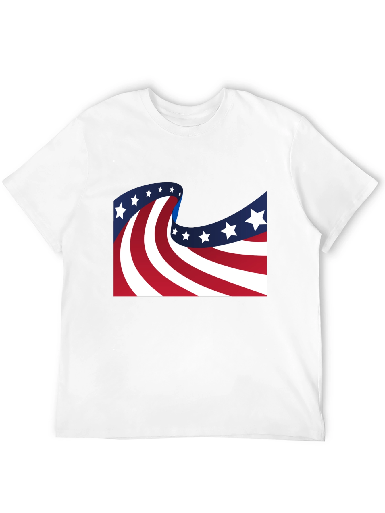 American Flag Wavy Stars and Stripes Black T-Shirt