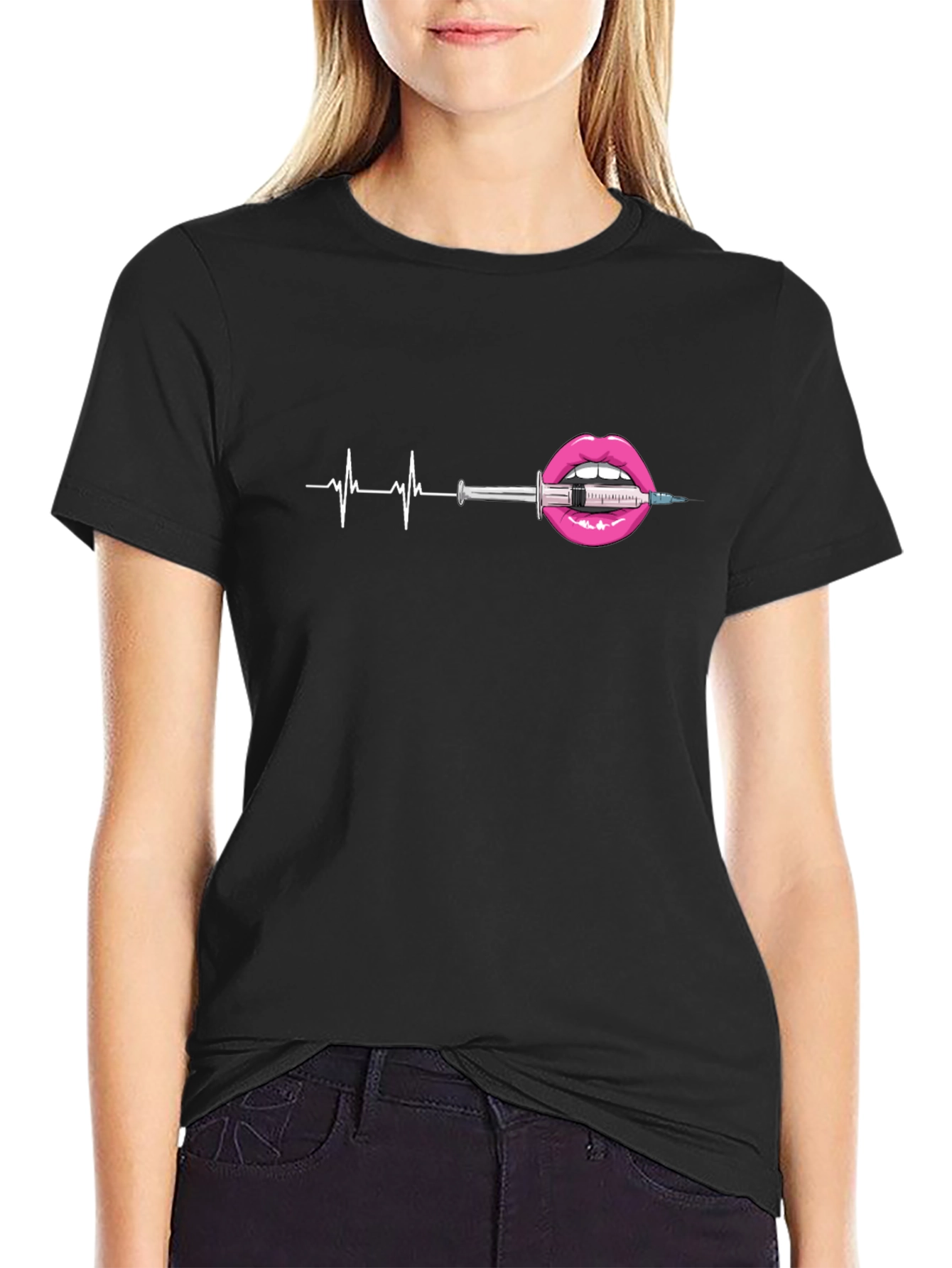 Heartbeat Lipstick Syringe Graphic Tee