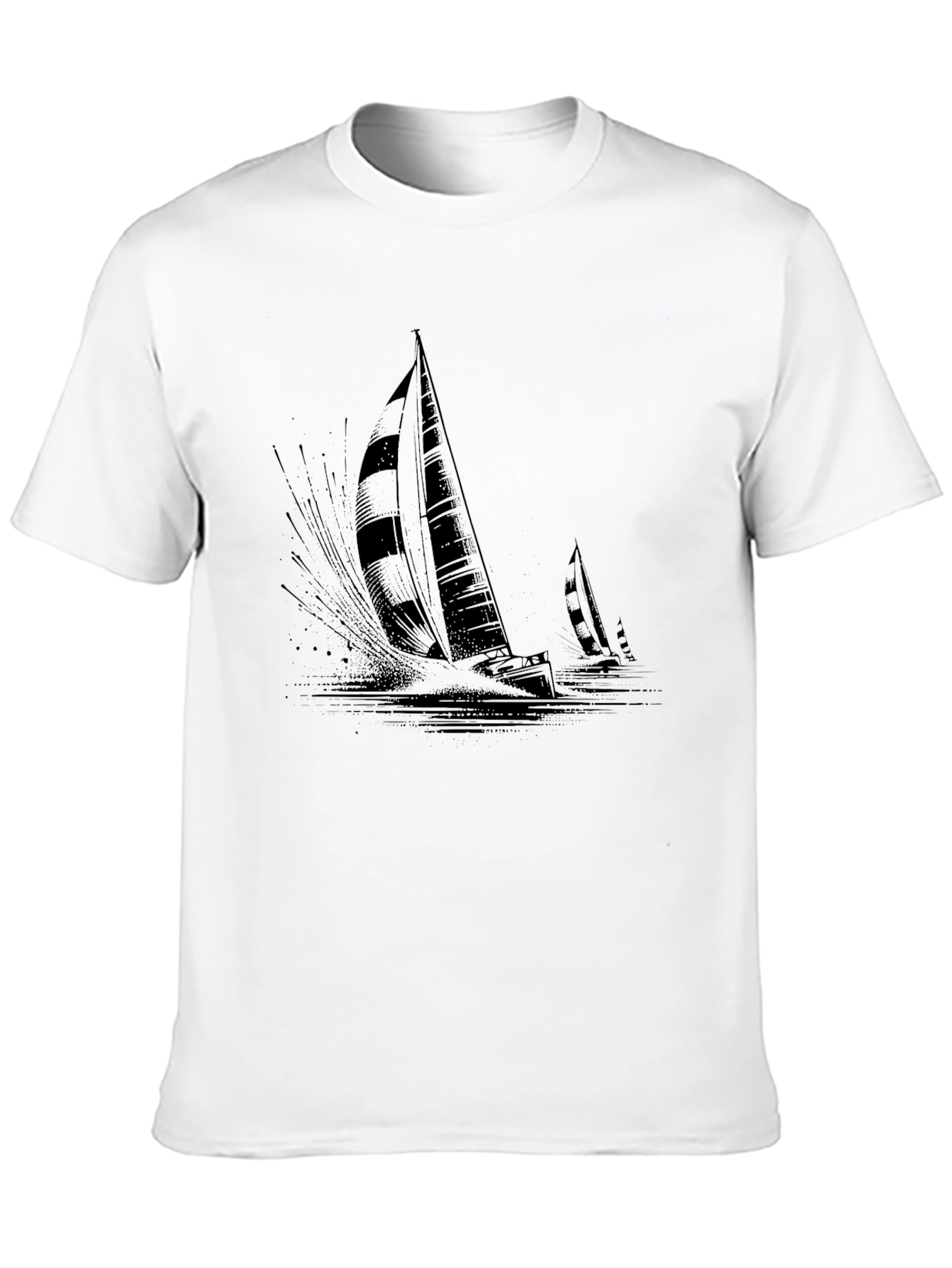 Sailing Boat Graphic Tee - Black