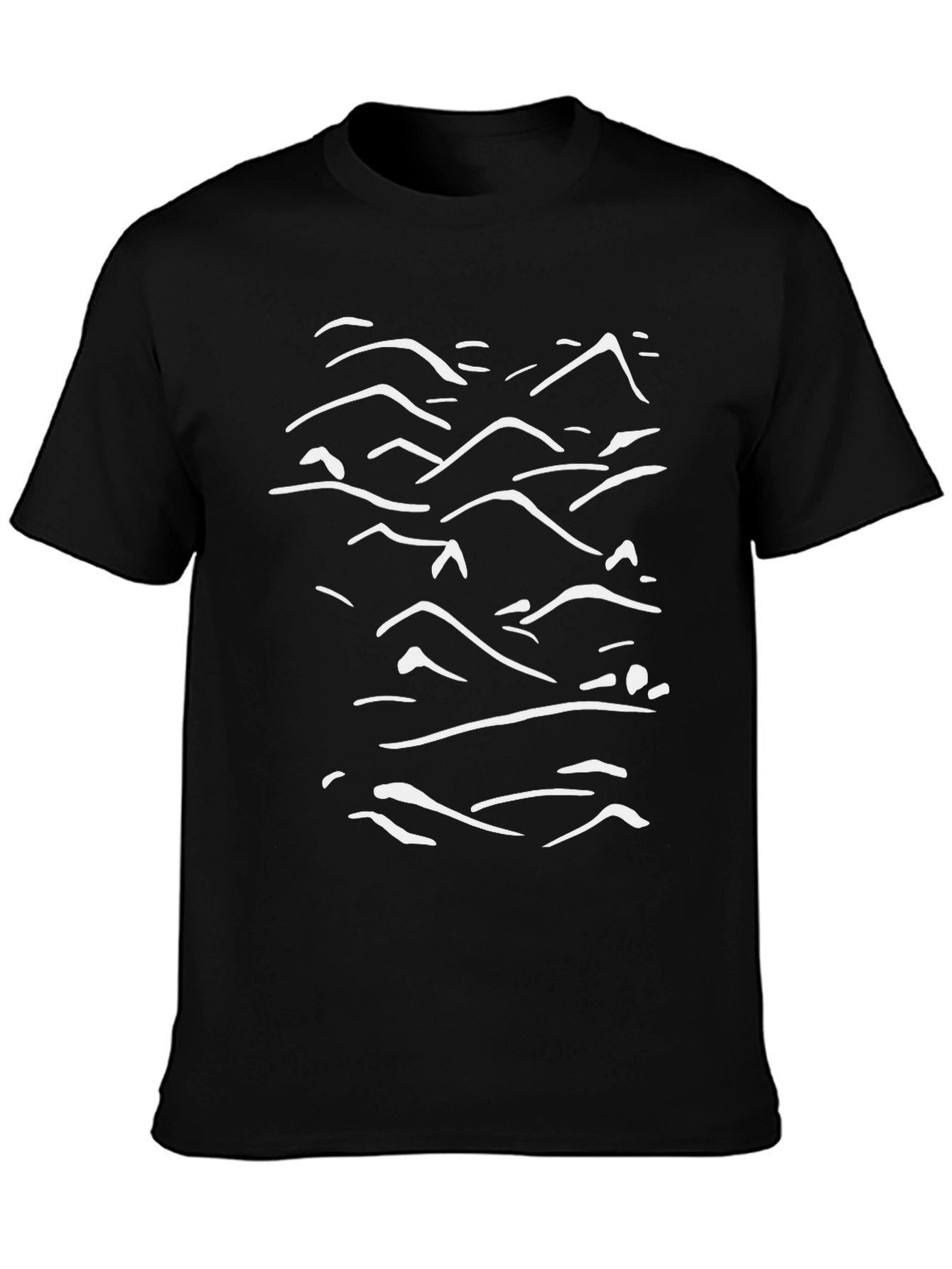 Abstract Mountain Line Art Black Tee