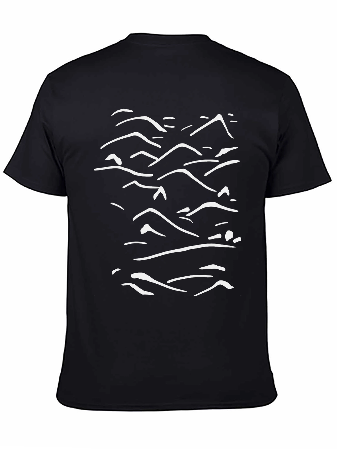 Abstract Mountain Line Art Black Tee